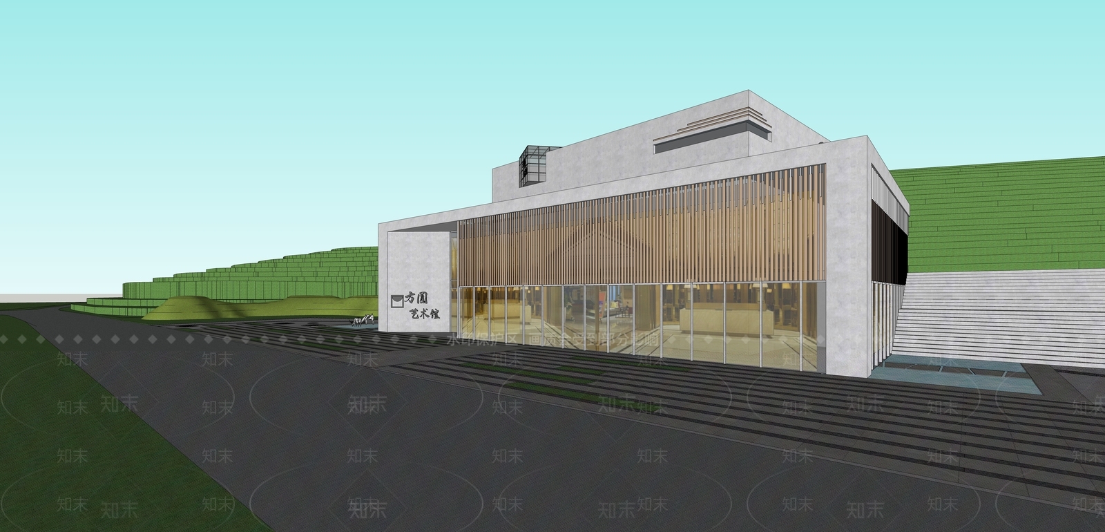 现代文化场馆SU模型下载【ID:1132090334】