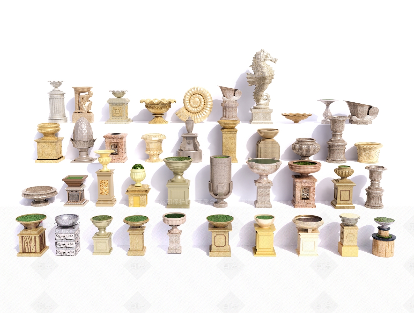 花钵组合SU模型下载【ID:1132090821】