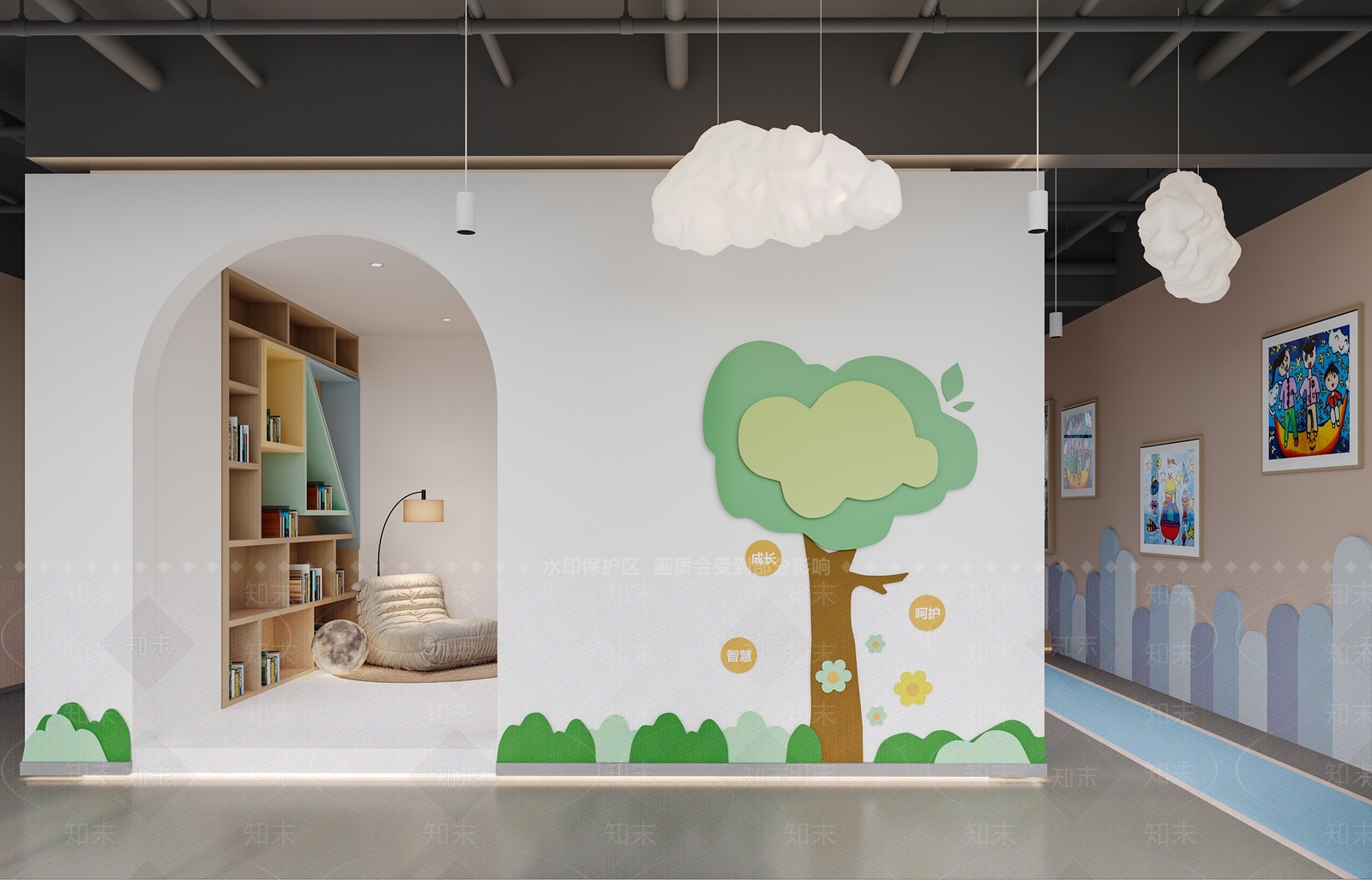现代幼儿园亲子学堂3D模型下载【ID:1132093828】