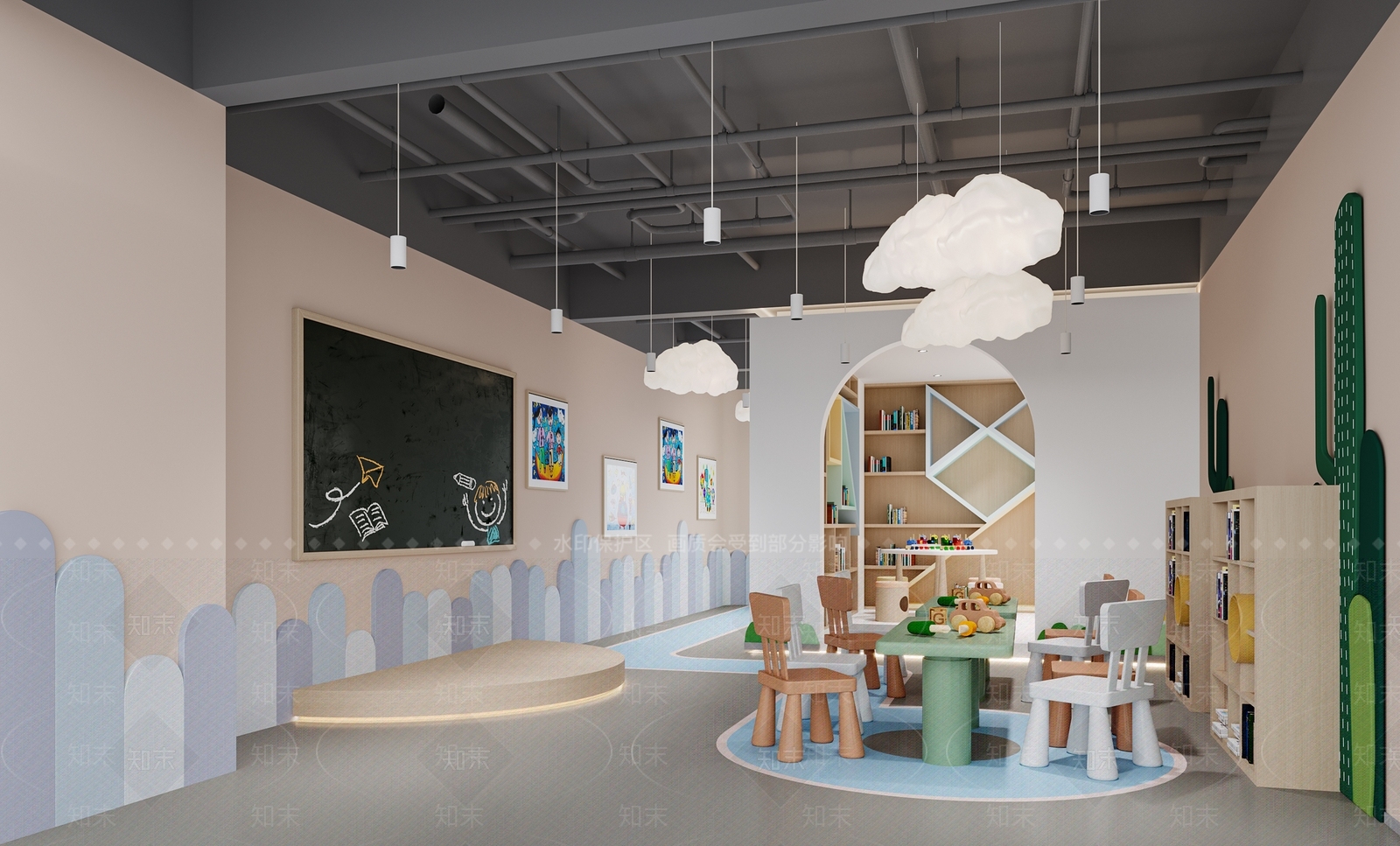 现代幼儿园亲子学堂3D模型下载【ID:1132093828】