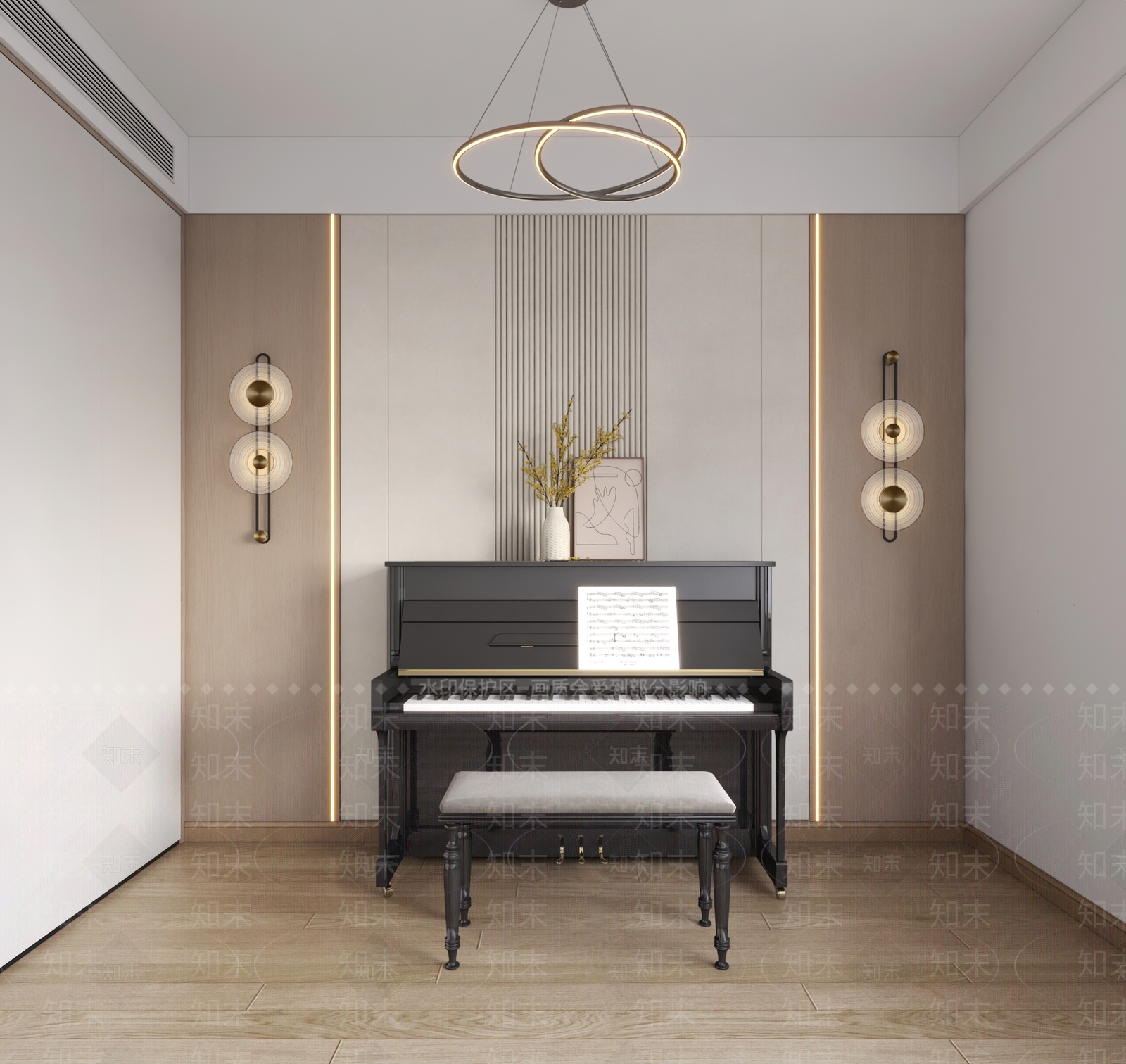 现代钢琴房3D模型下载【ID:1132098861】