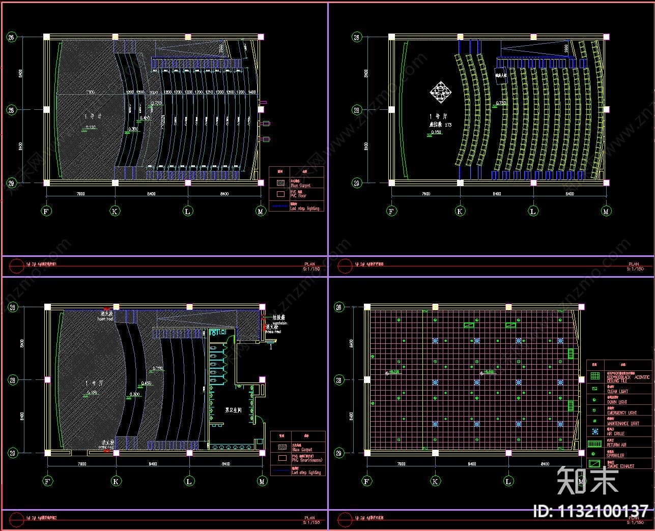 电影院平面布置图cad施工图下载【ID:1132100137】