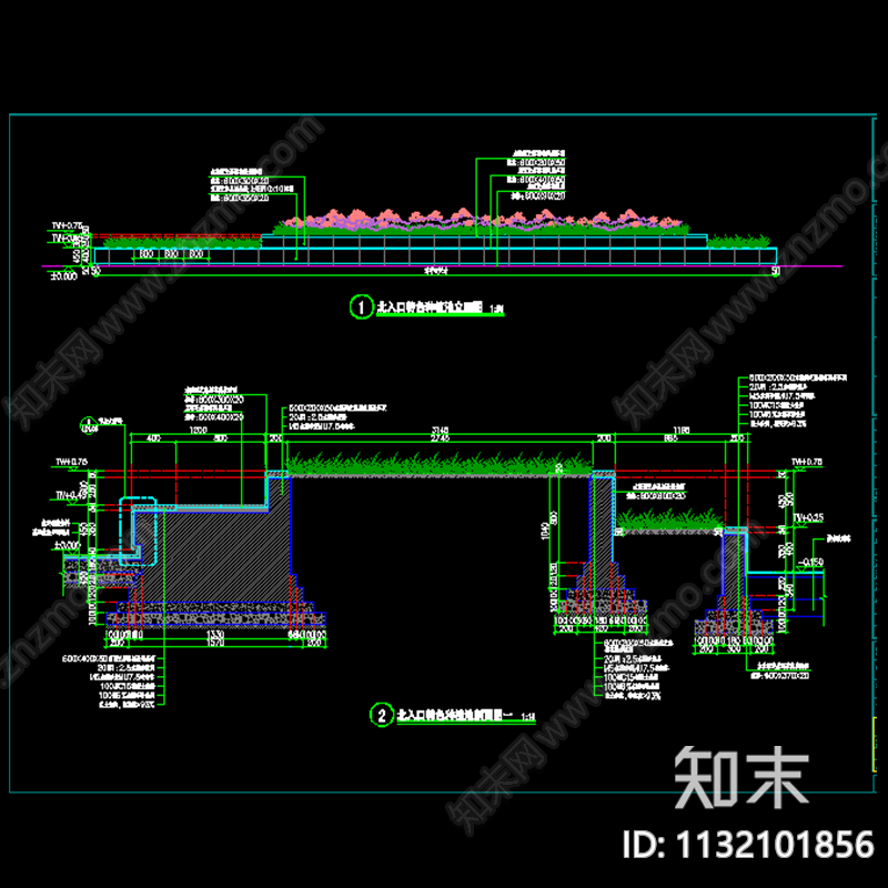 湖光山色商业景观cad施工图下载【ID:1132101856】