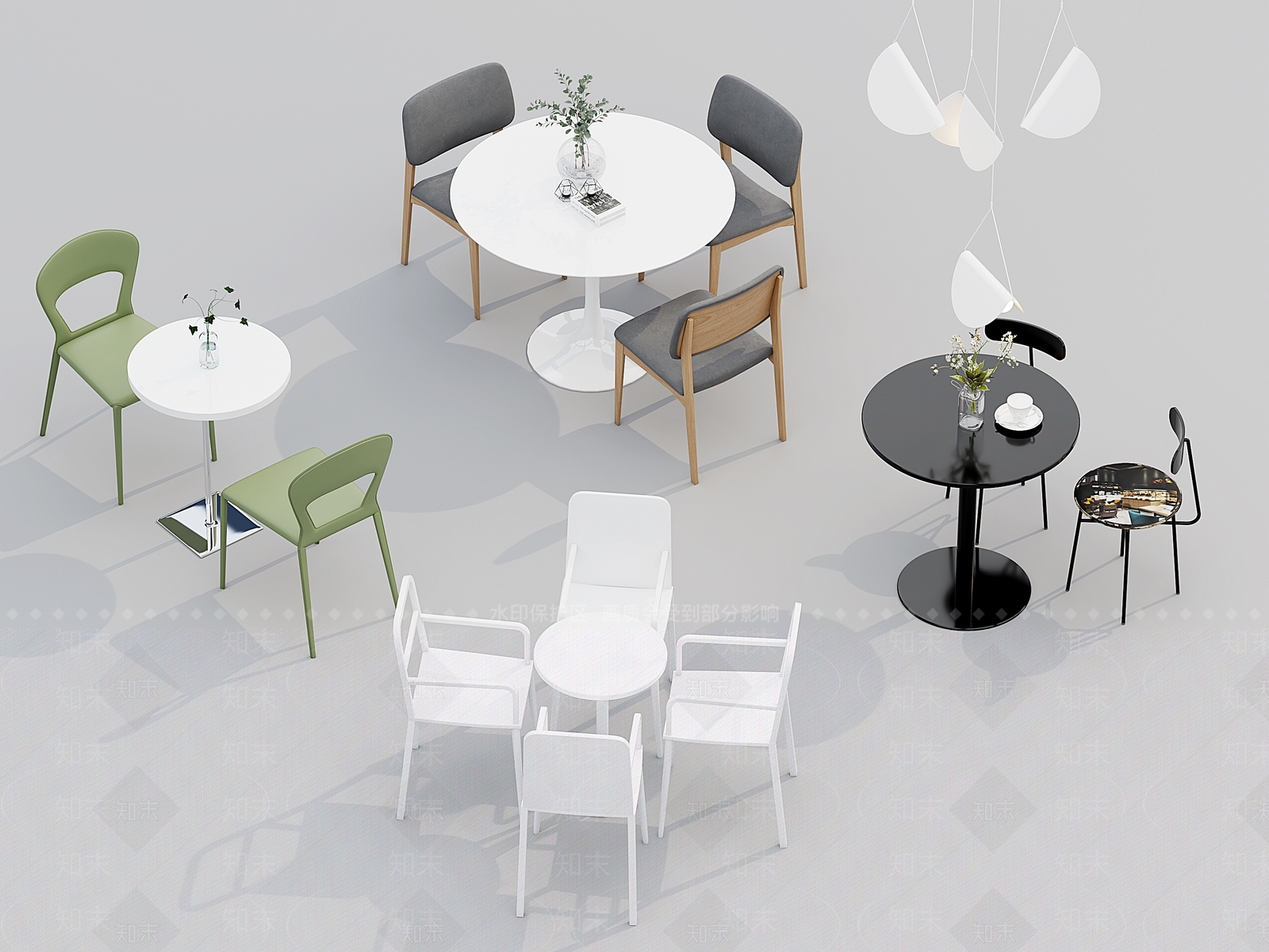 现代快餐厅餐桌椅3D模型下载【ID:1132109443】