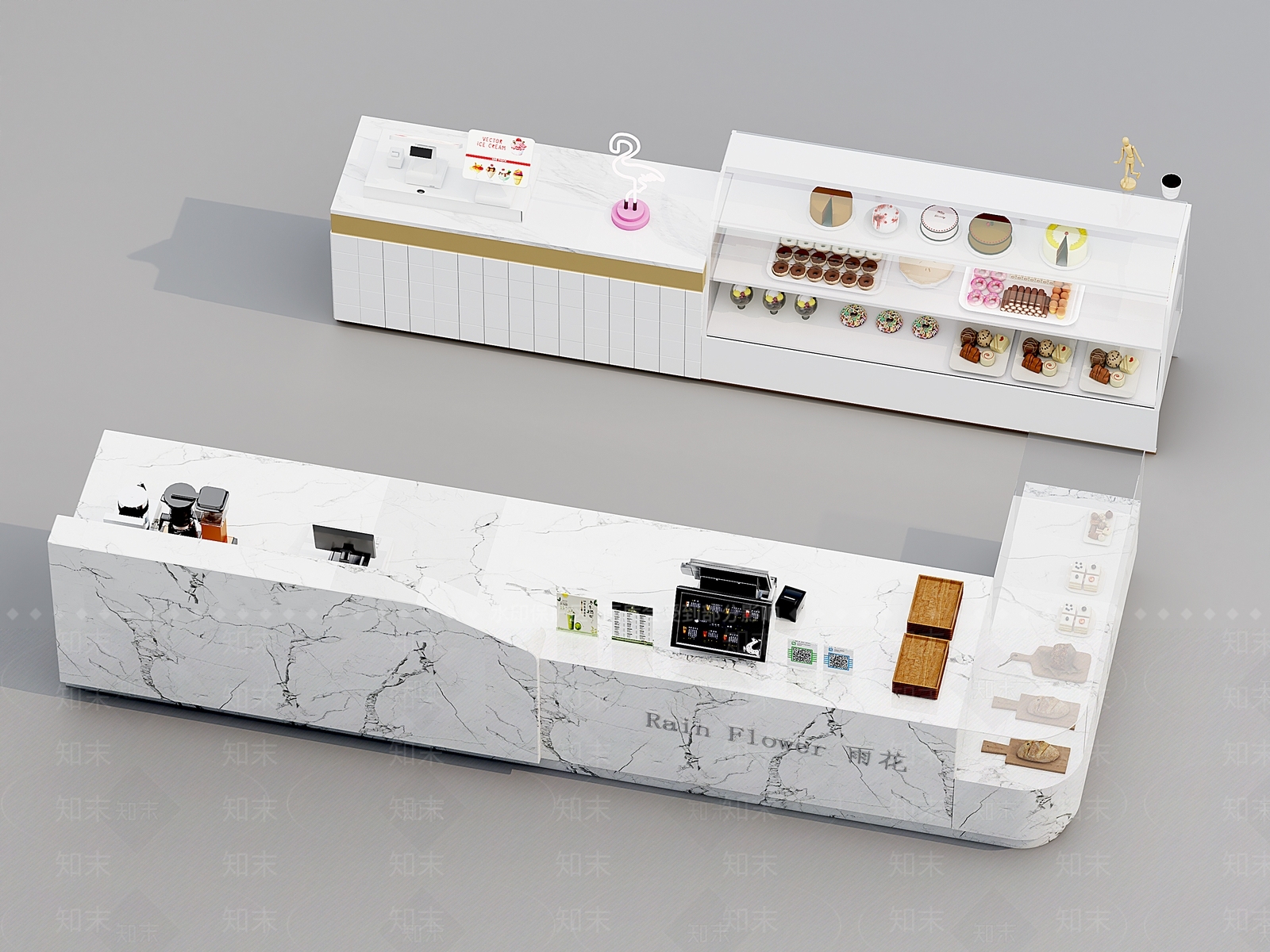 现代奶茶店操作台3D模型下载【ID:1132109695】