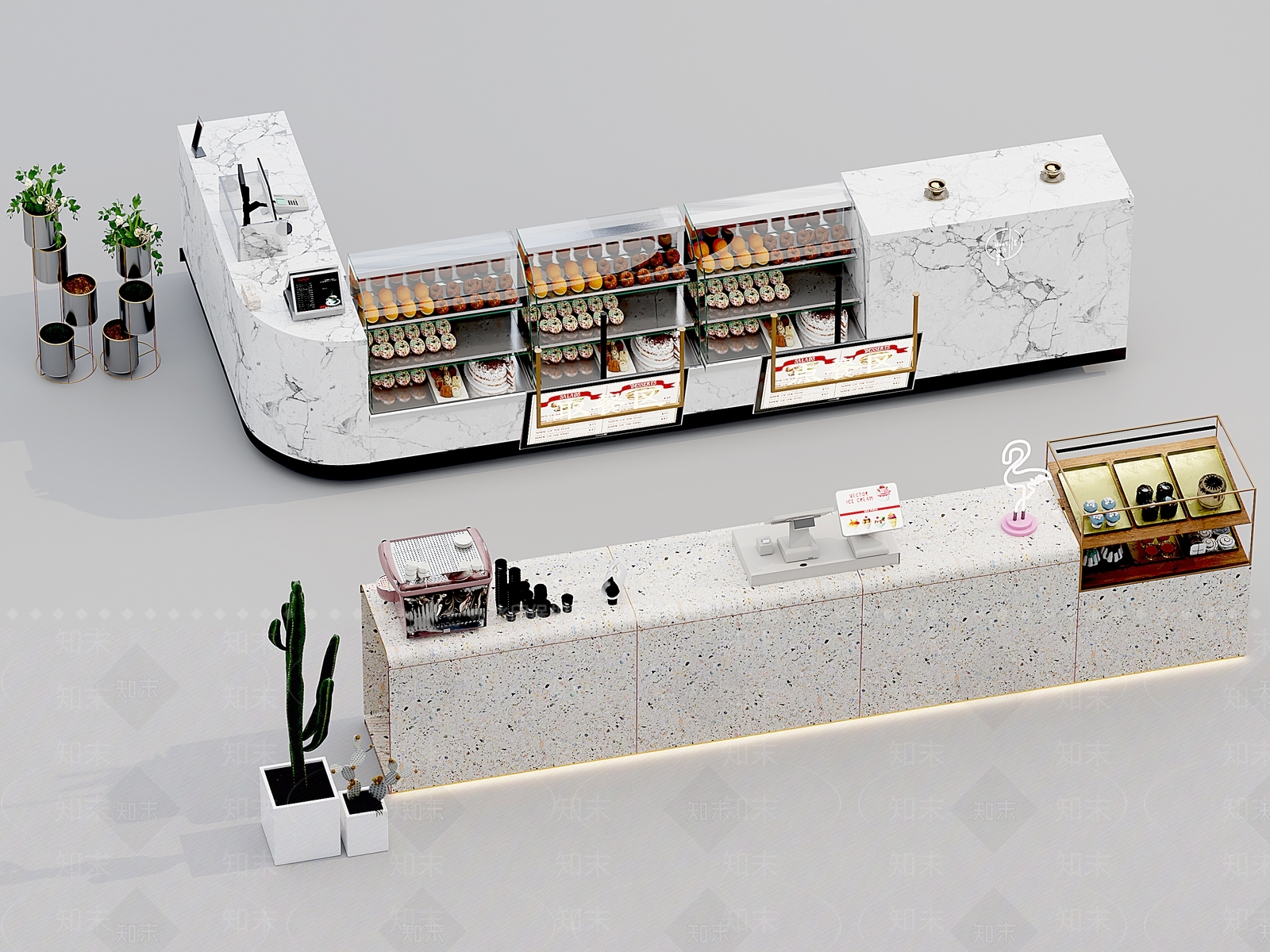 现代奶茶店操作台3D模型下载【ID:1132109830】