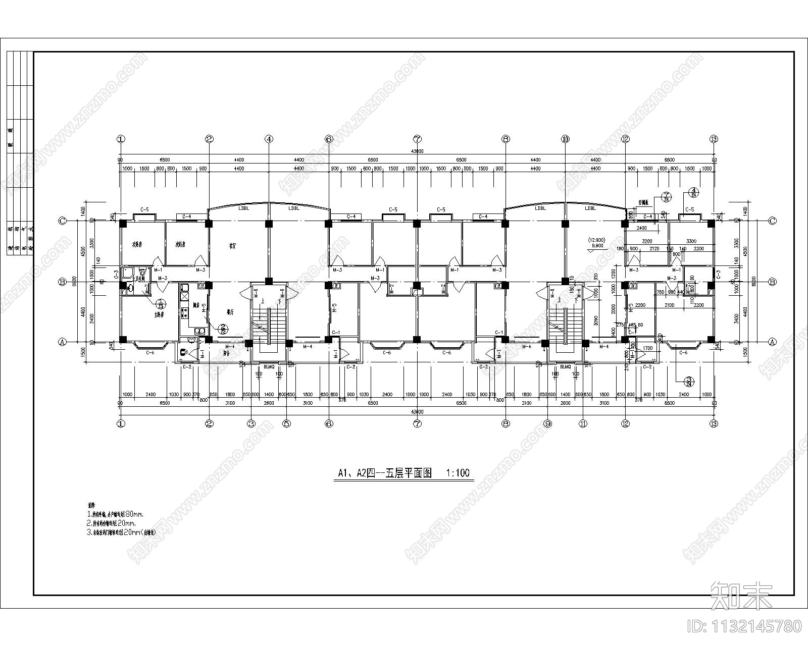 底商高住宅建筑cad施工图下载【ID:1132145780】