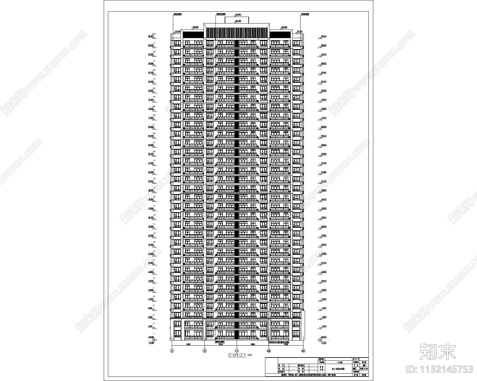 高层结构建筑cad施工图下载【ID:1132145753】