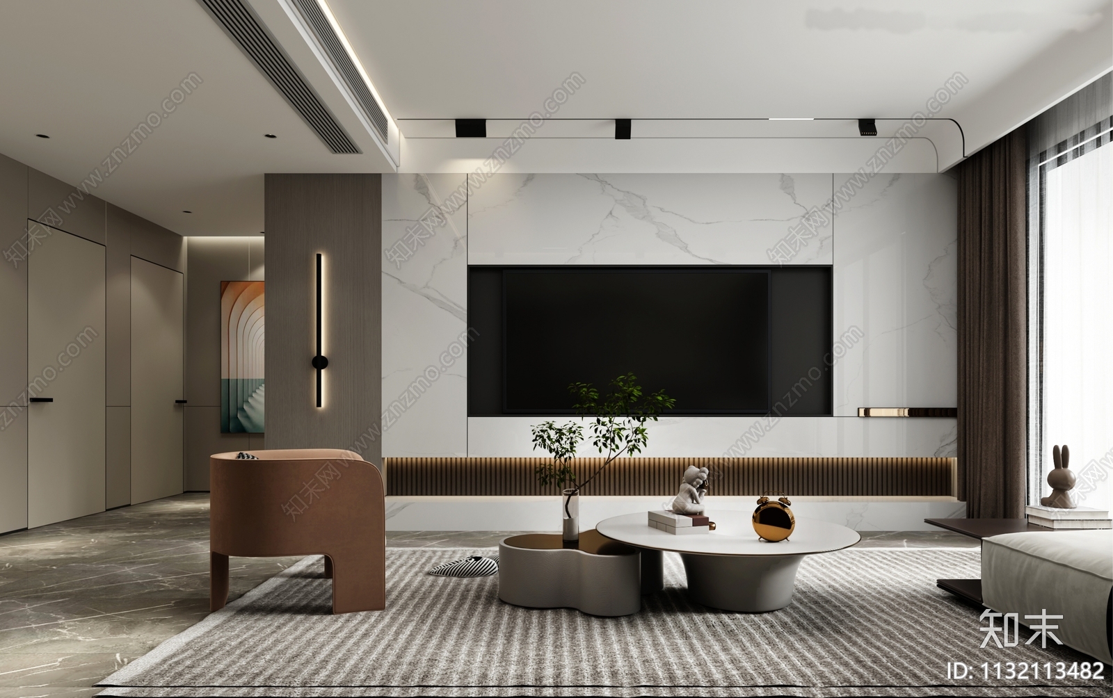 平层室内装修效果图施工图下载【ID:1132113482】