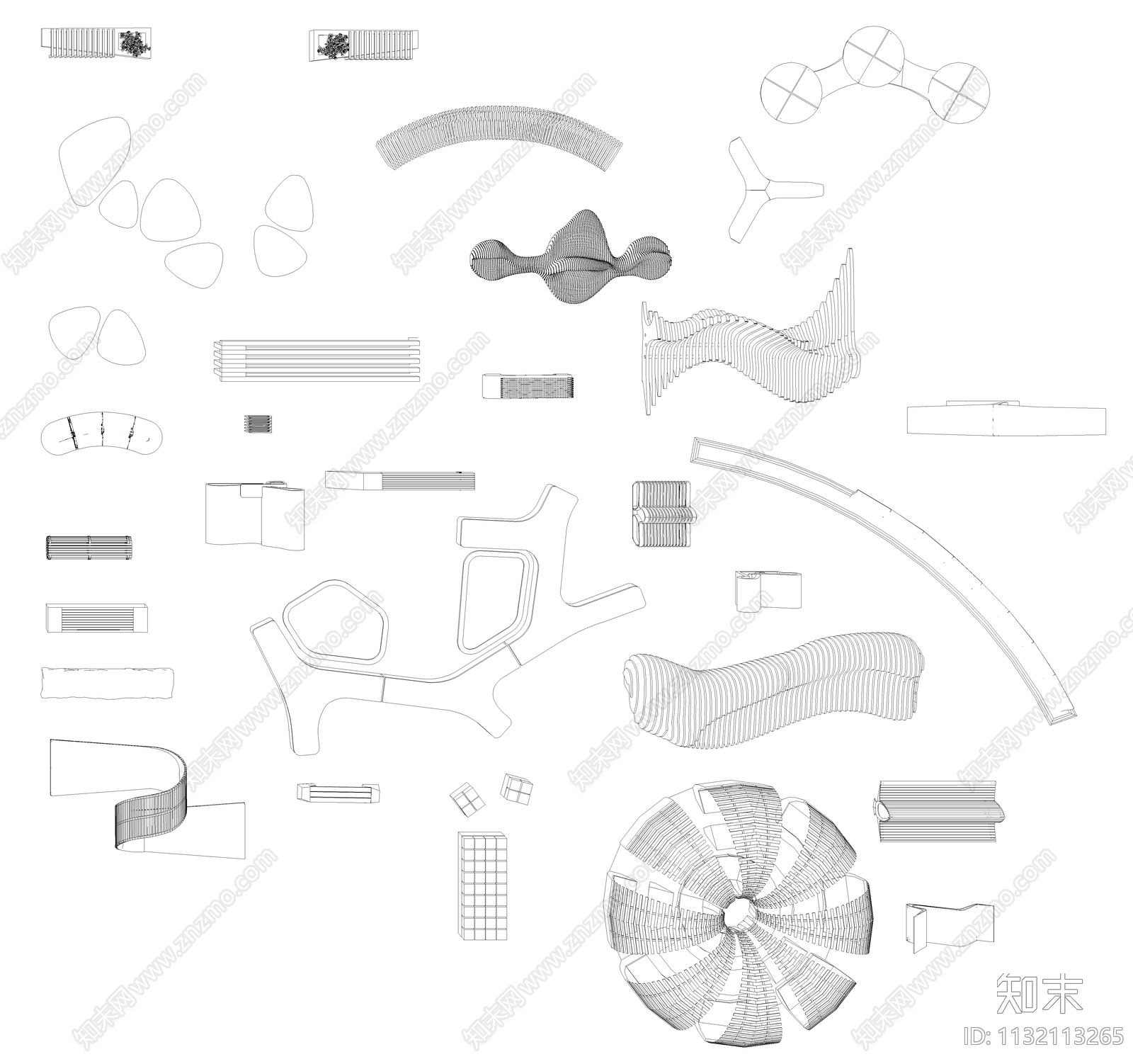 室外景观小品座椅施工图下载【ID:1132113265】