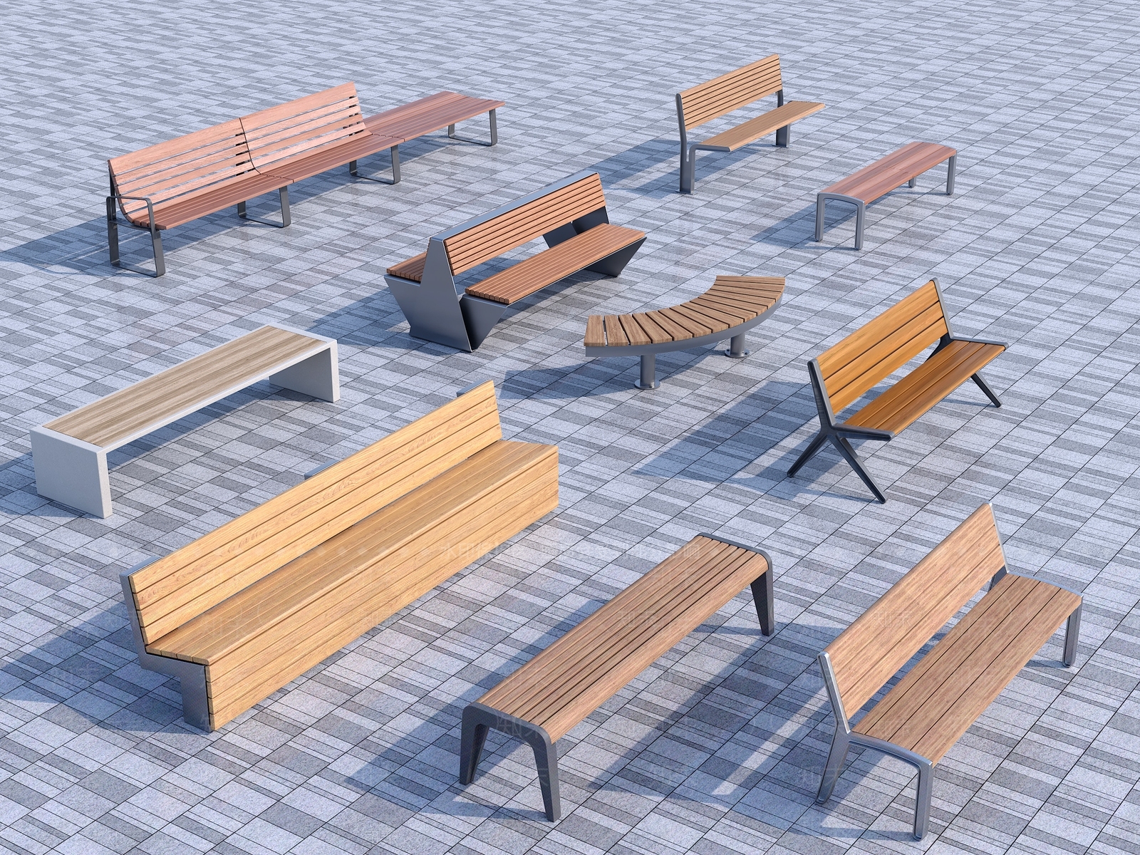 现代户外坐凳3D模型下载【ID:1132113632】