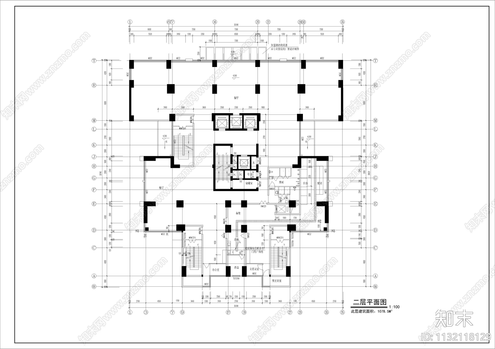 高层住宅楼建筑cad施工图下载【ID:1132118129】