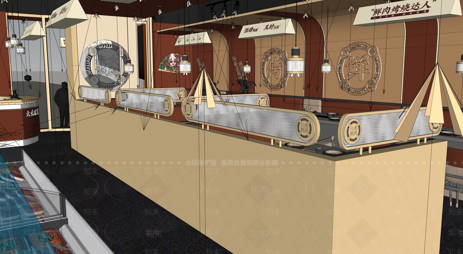 现代烧烤店SU模型下载【ID:1132118675】