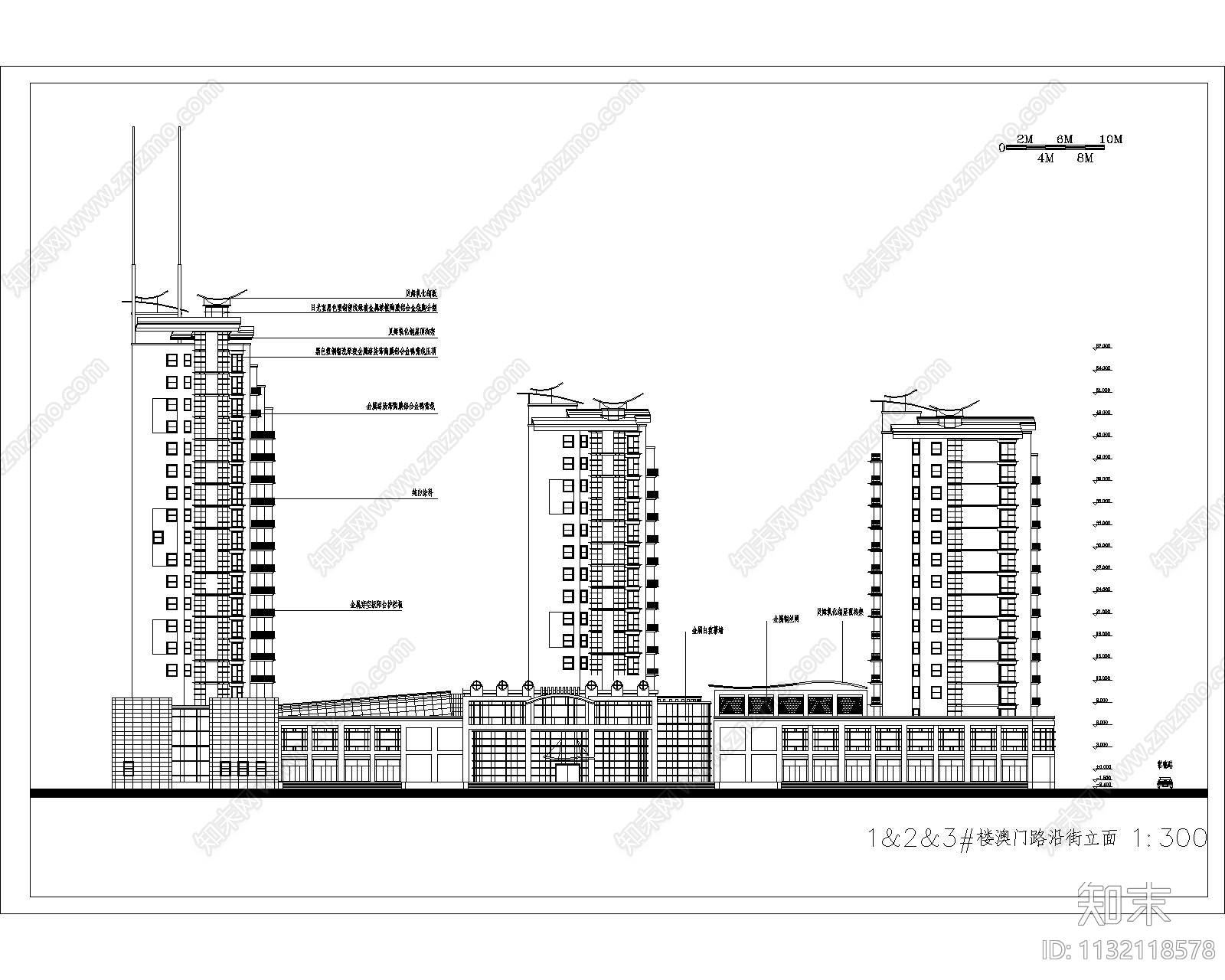 高层住宅小区建筑cad施工图下载【ID:1132118578】