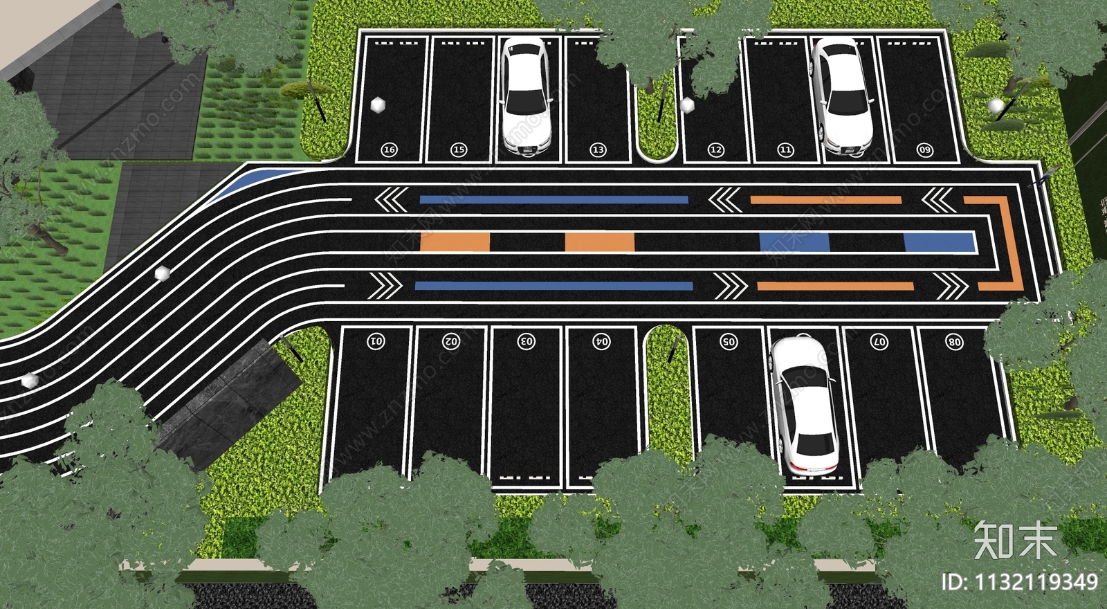 现代停车场SU模型下载【ID:1132119349】