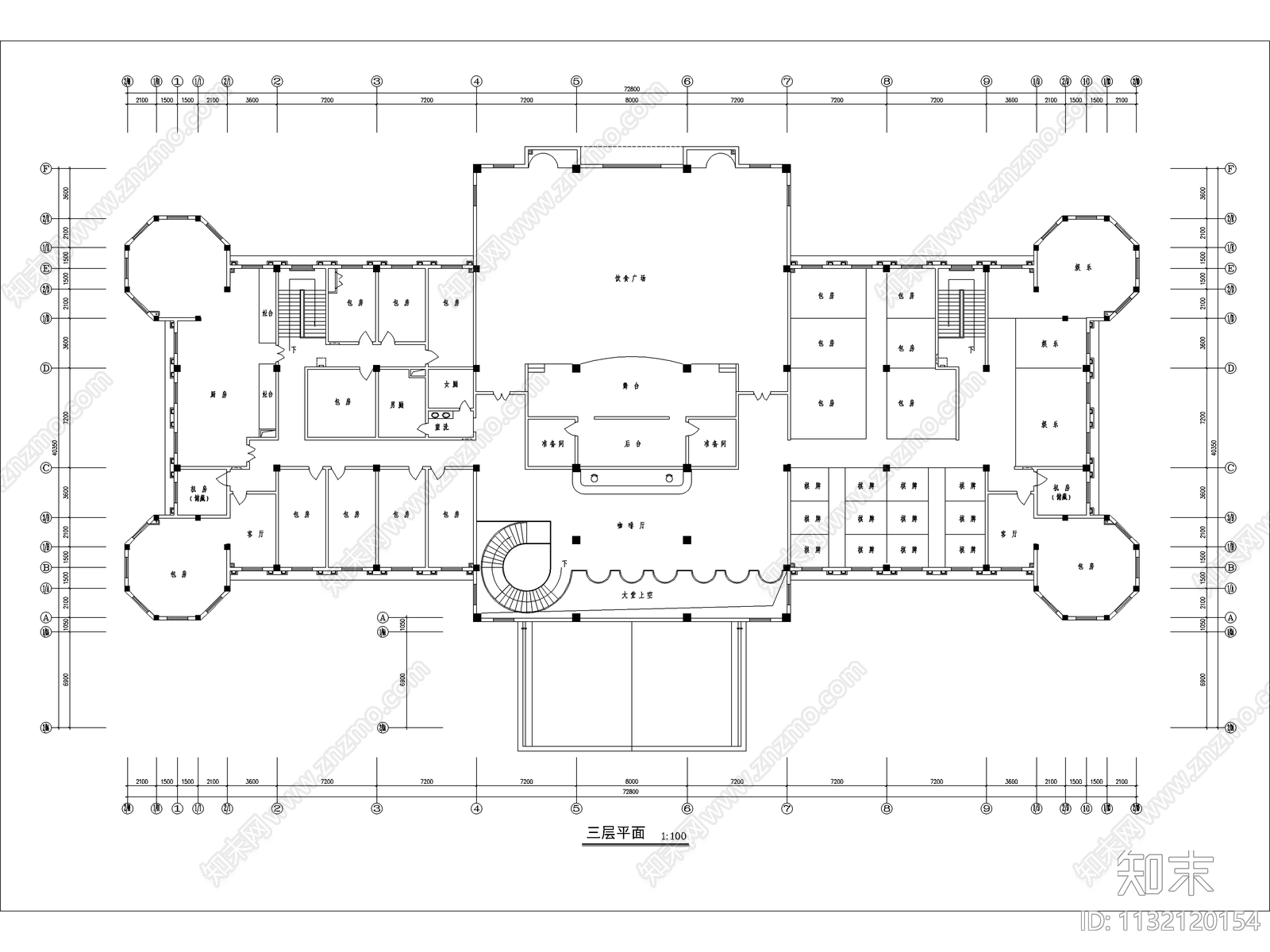 欧式对称酒店建筑cad施工图下载【ID:1132120154】