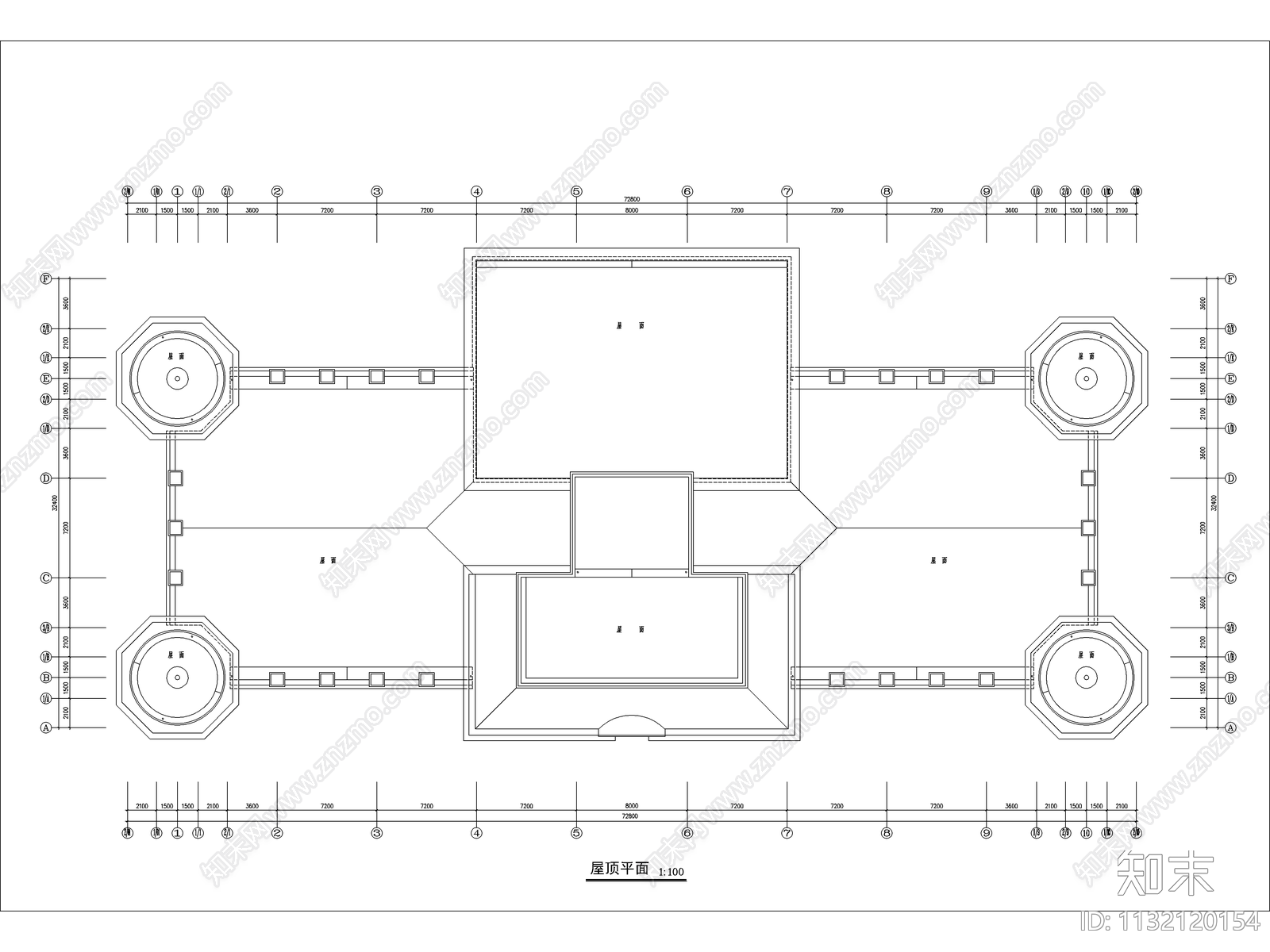 欧式对称酒店建筑cad施工图下载【ID:1132120154】