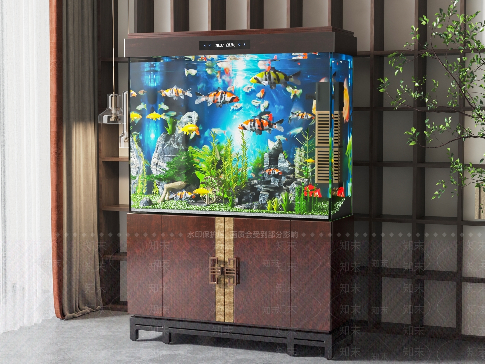 新中式鱼缸3D模型下载【ID:1132121527】