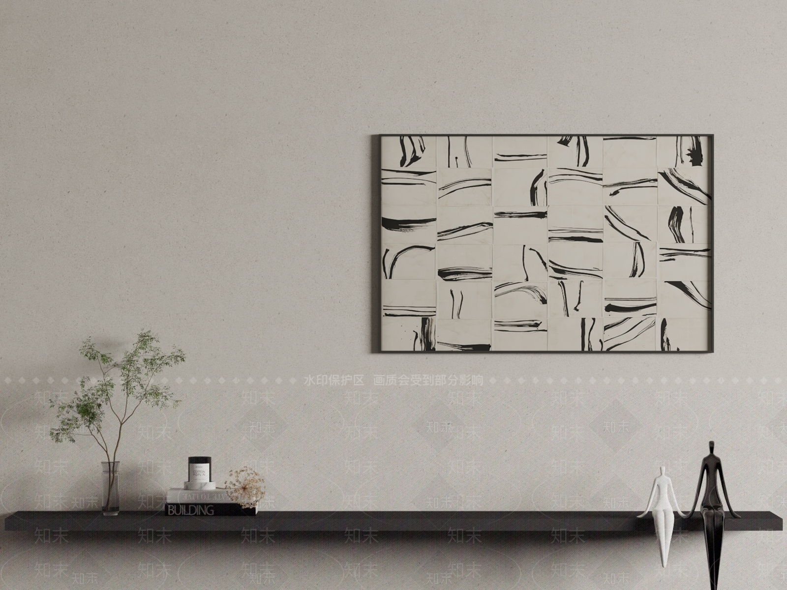 北欧极简抽象客厅装饰画3D模型下载【ID:1132121583】