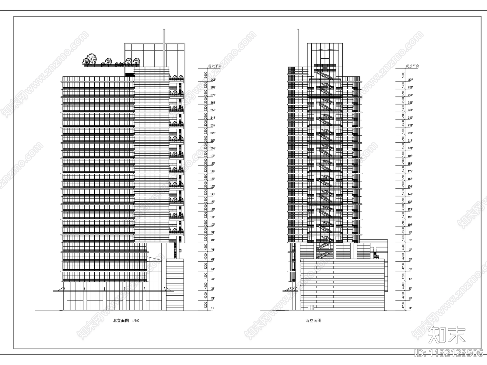 酒店办公楼建筑cad施工图下载【ID:1132123506】