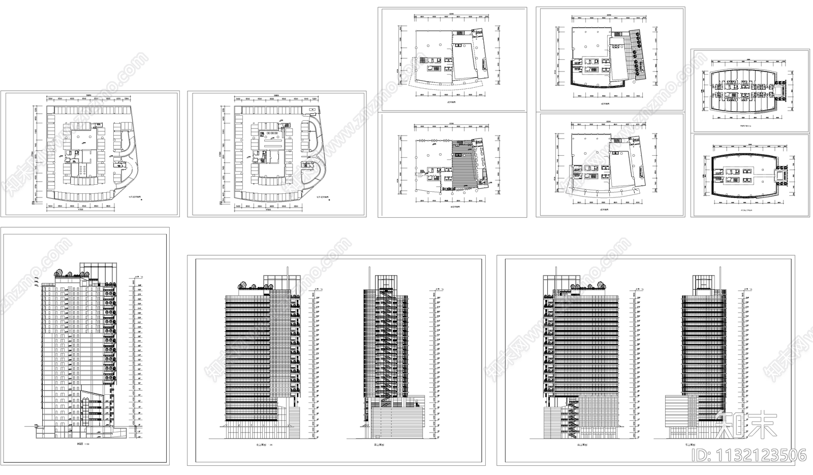 酒店办公楼建筑cad施工图下载【ID:1132123506】