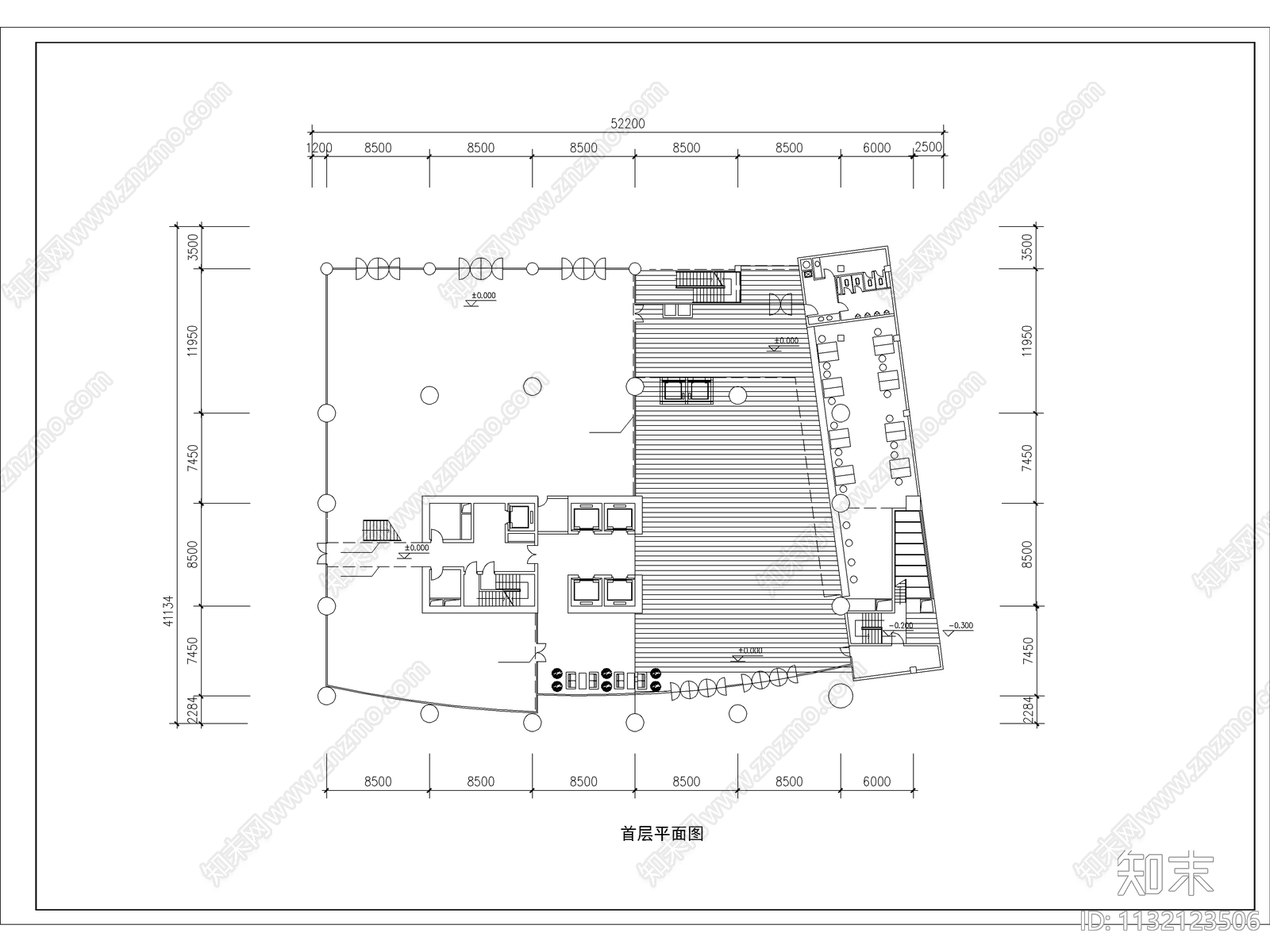 酒店办公楼建筑cad施工图下载【ID:1132123506】