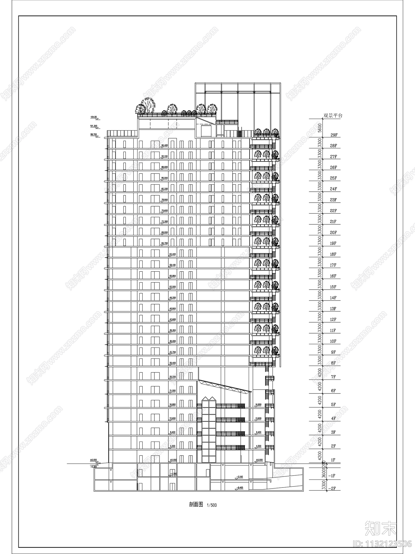 酒店办公楼建筑cad施工图下载【ID:1132123506】