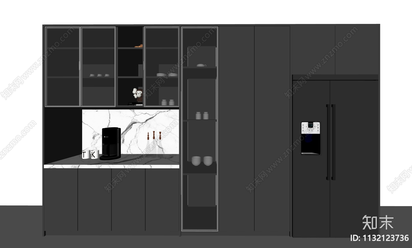 现代餐边柜SU模型下载【ID:1132123736】