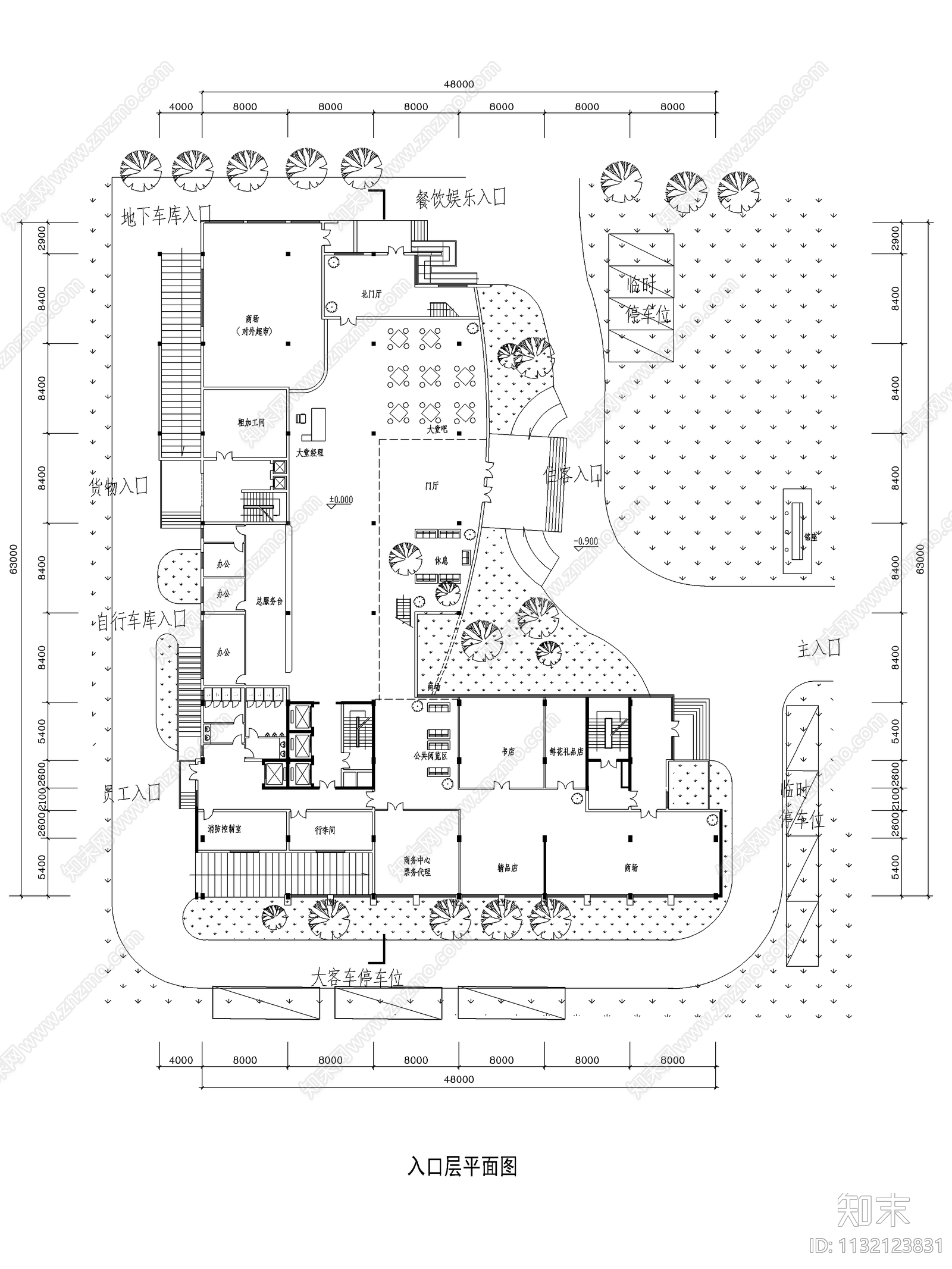 酒店建筑平面布置图施工图下载【ID:1132123831】