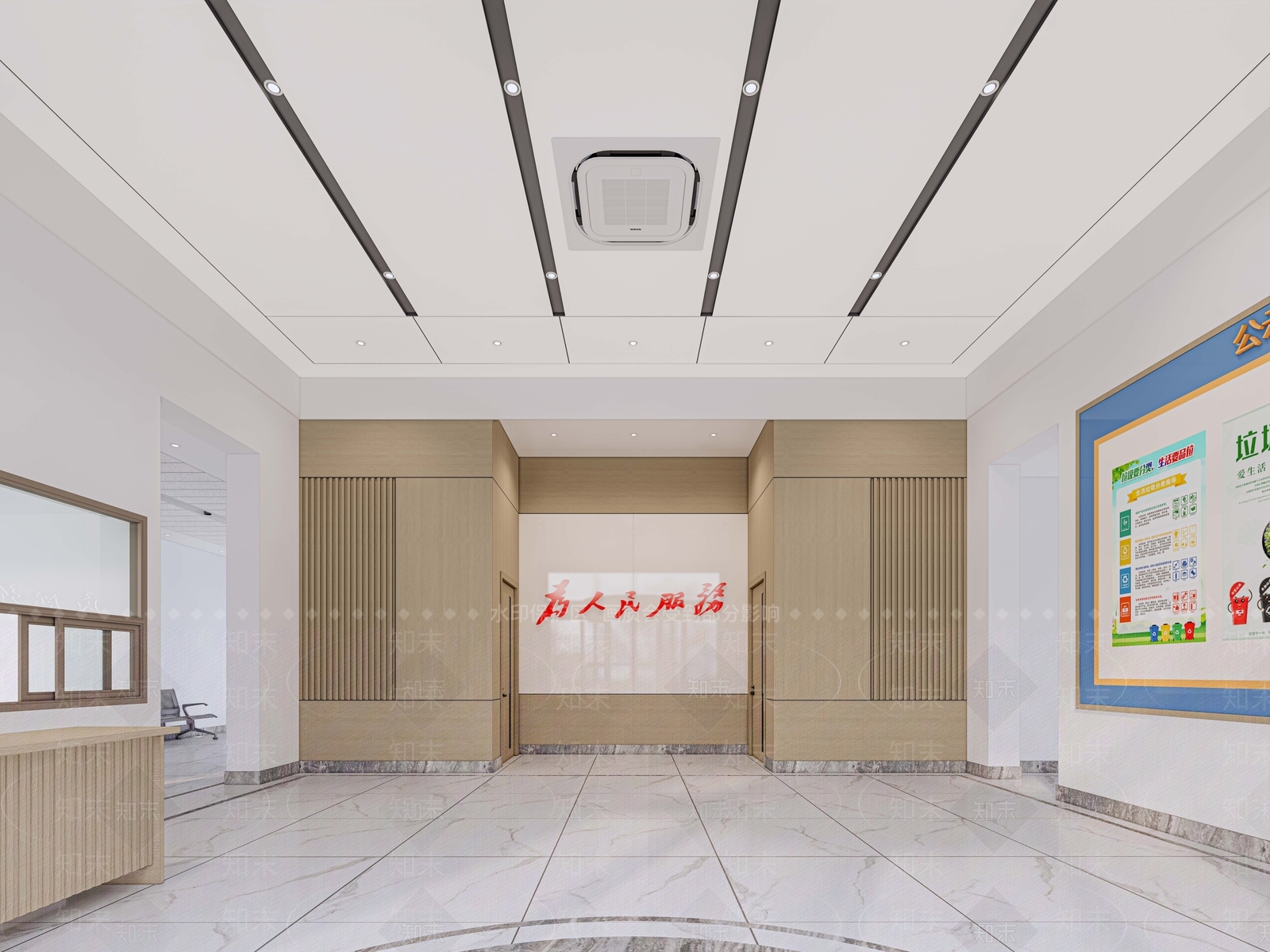 现代政府办公大堂SU模型下载【ID:1132125154】