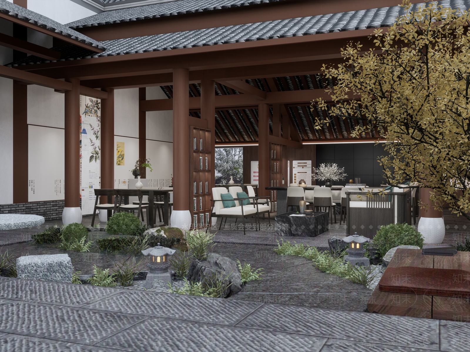 新中式休息区SU模型下载【ID:1132129570】