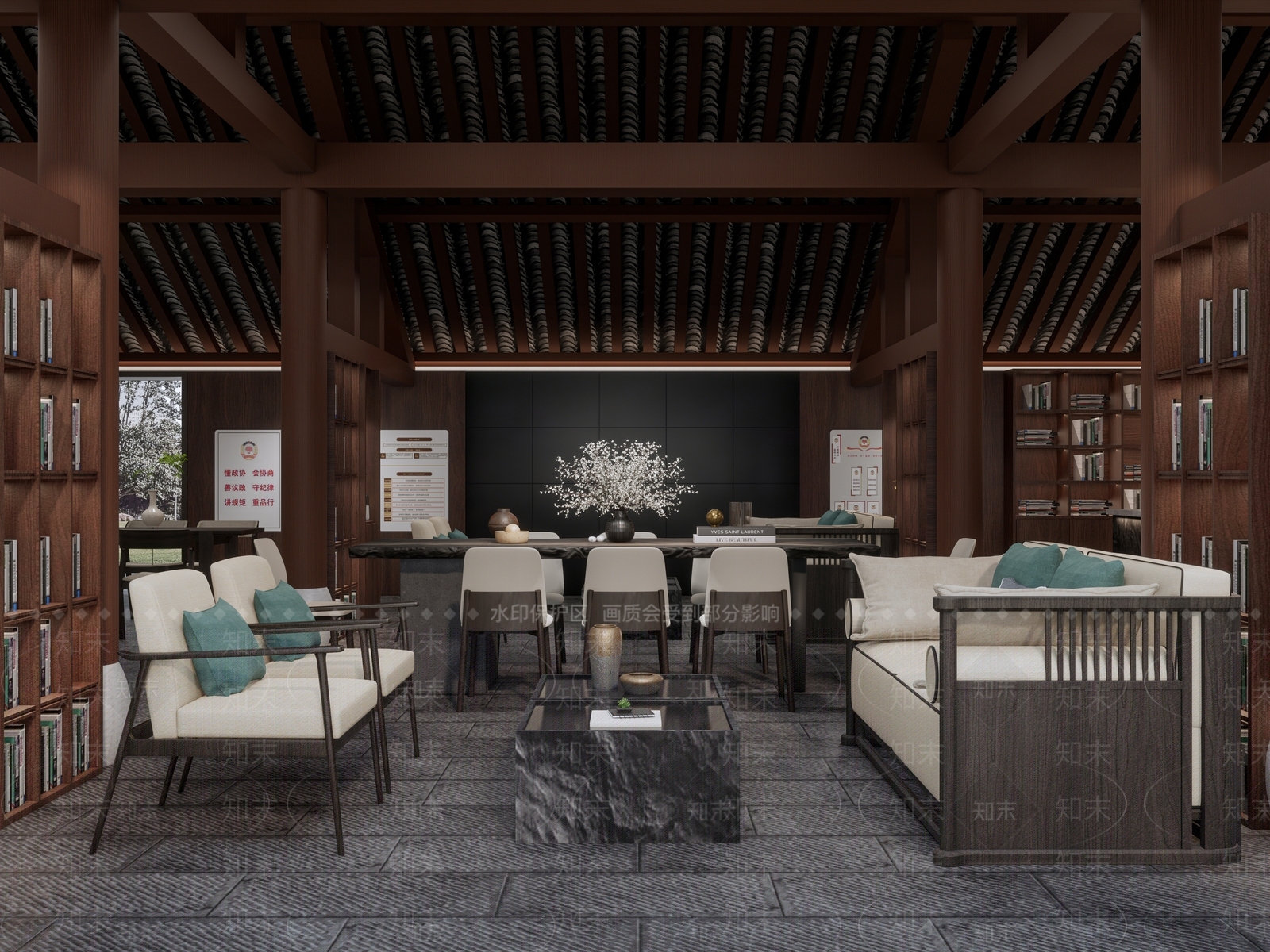 新中式休息区SU模型下载【ID:1132129570】