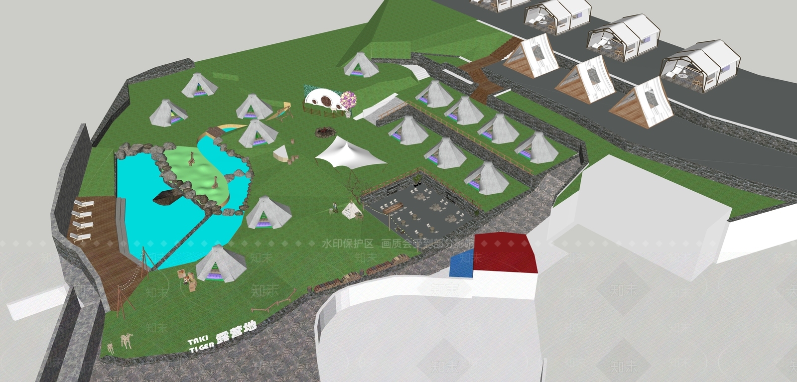 现代露营基地SU模型下载【ID:1132130341】