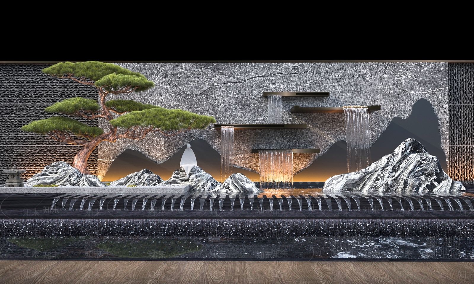 新中式假山水景3D模型下载【ID:1132131132】