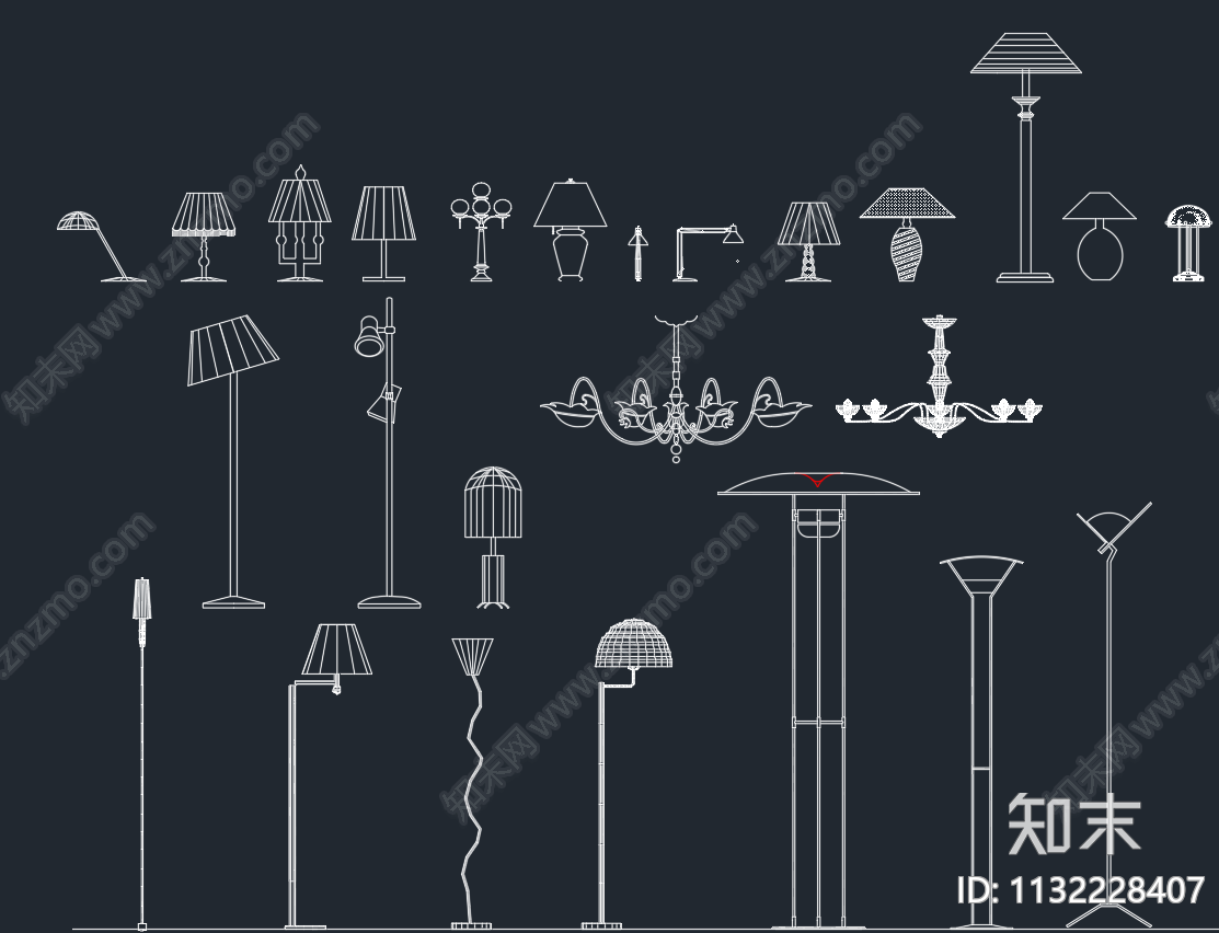 照明灯具cad施工图下载【ID:1132228407】
