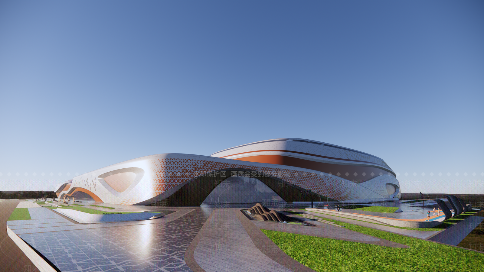 现代展览馆建筑SU模型下载【ID:1132144119】