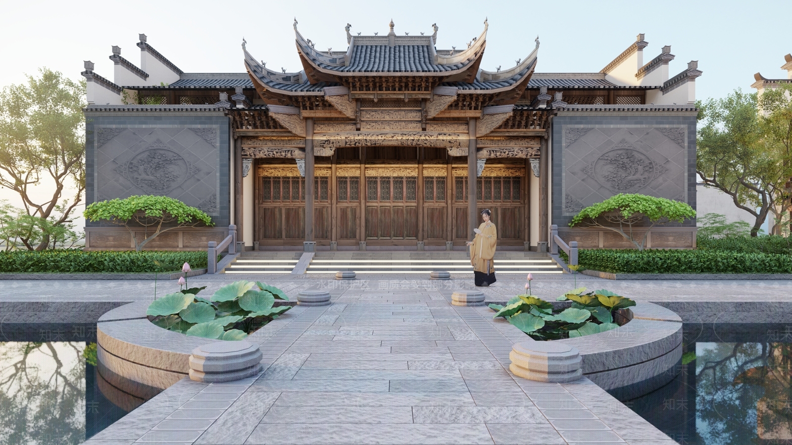 中式古建筑SU模型下载【ID:1132153724】