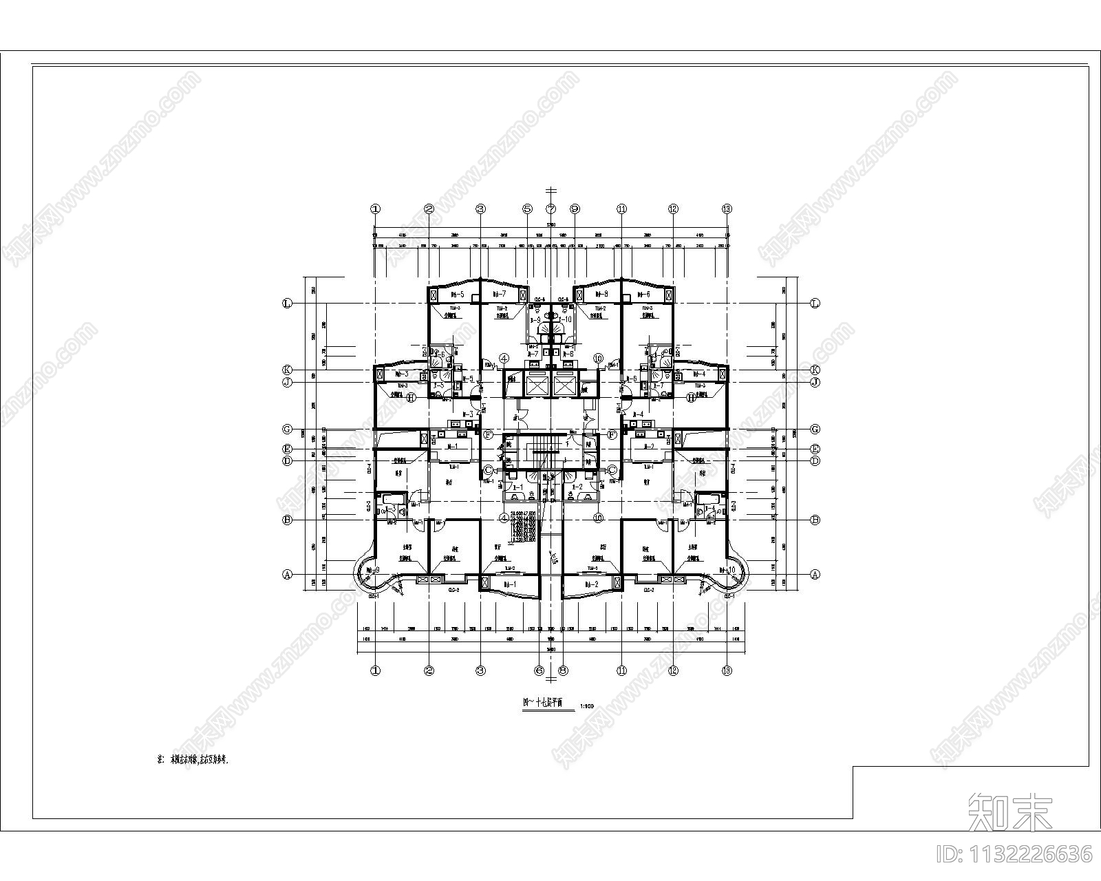 高层公寓建筑施工图下载【ID:1132226636】