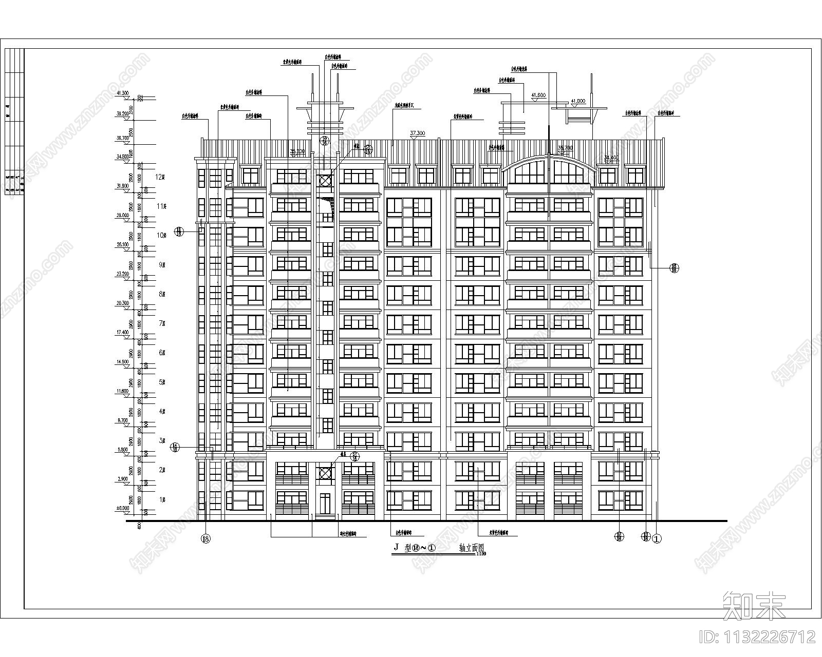 高层住宅建筑cad施工图下载【ID:1132226712】