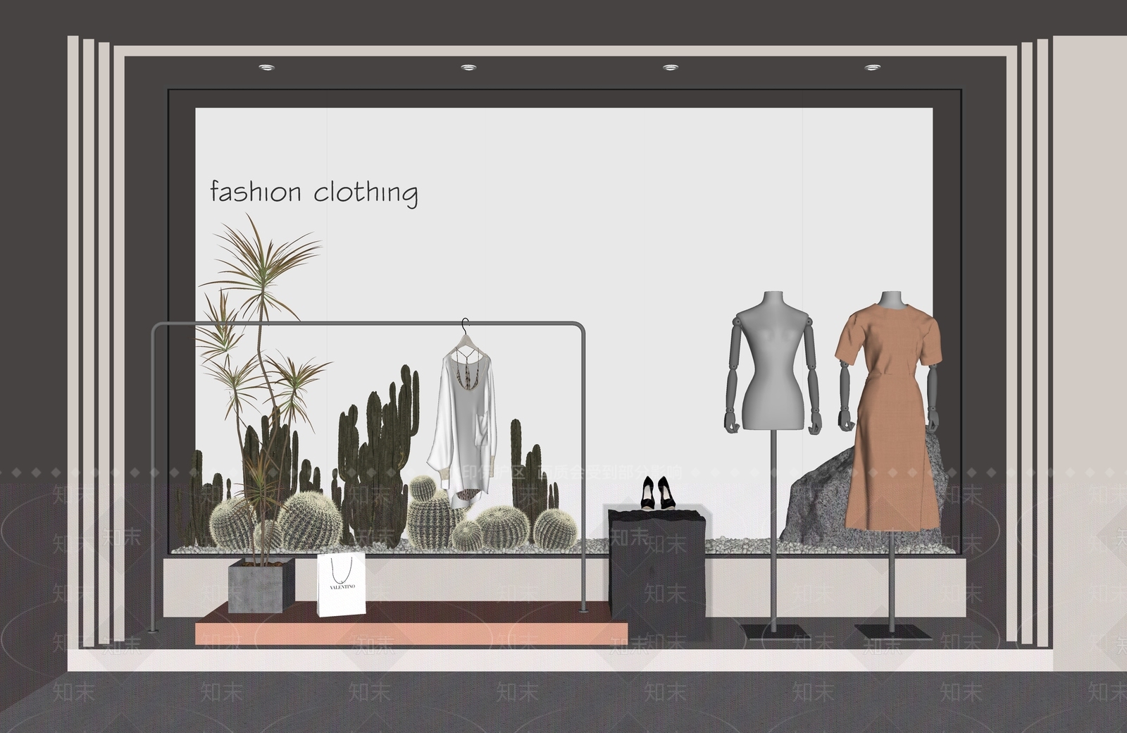现代服装店橱窗SU模型下载【ID:1132159348】