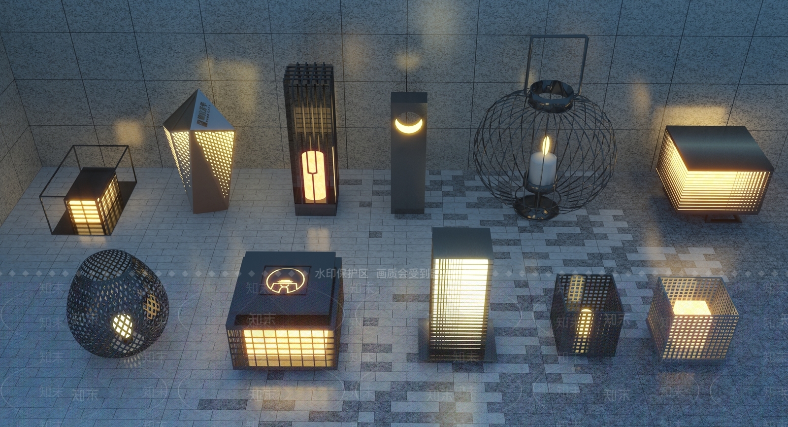 现代景观灯3D模型下载【ID:1132162524】