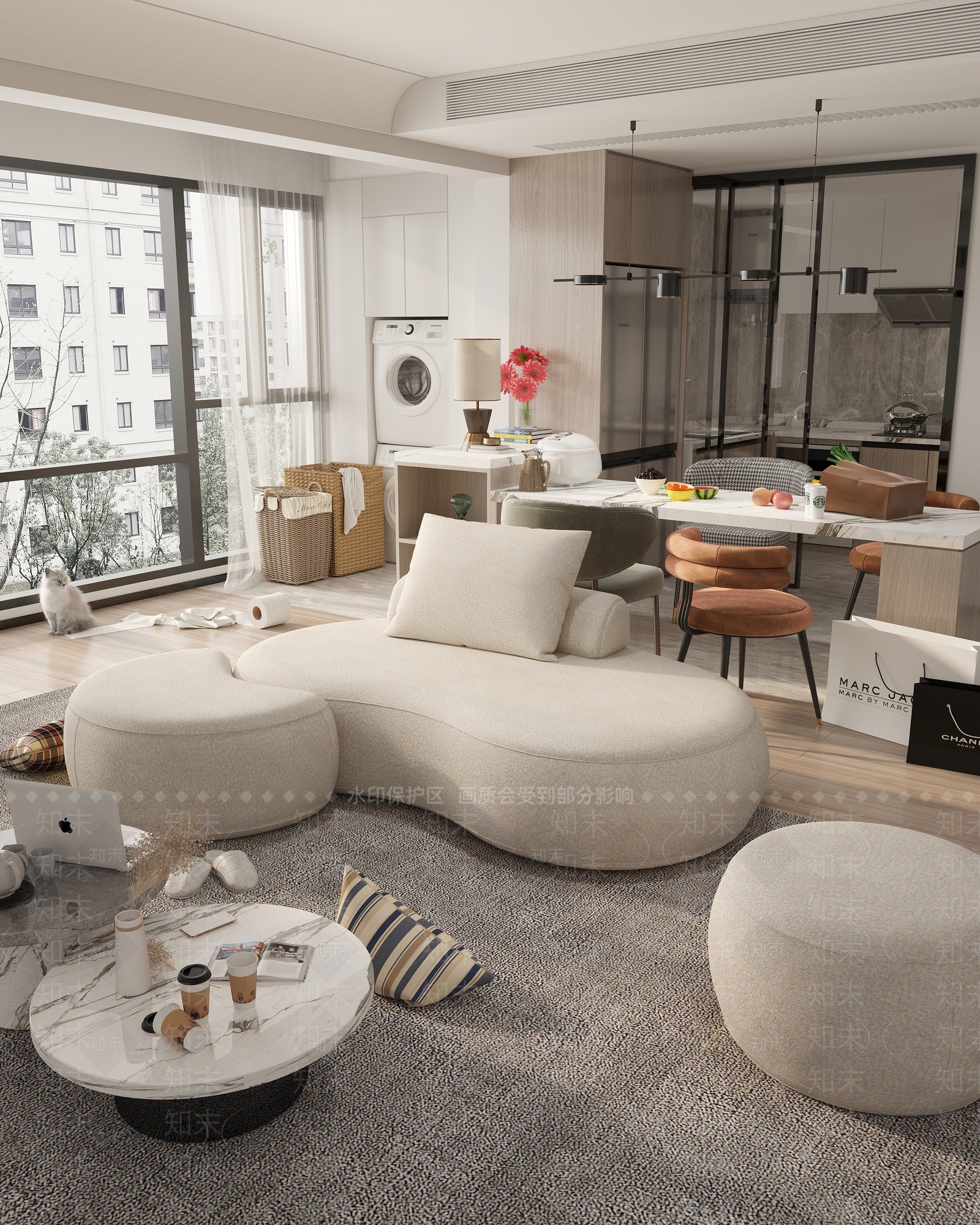 现代家具客餐厅3D模型下载【ID:1132165012】