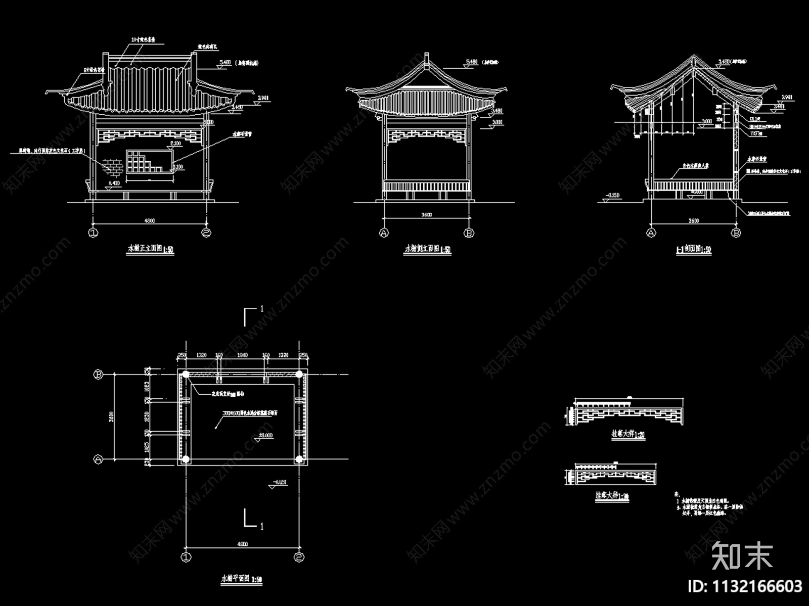 江南古建水榭cad施工图下载【ID:1132166603】