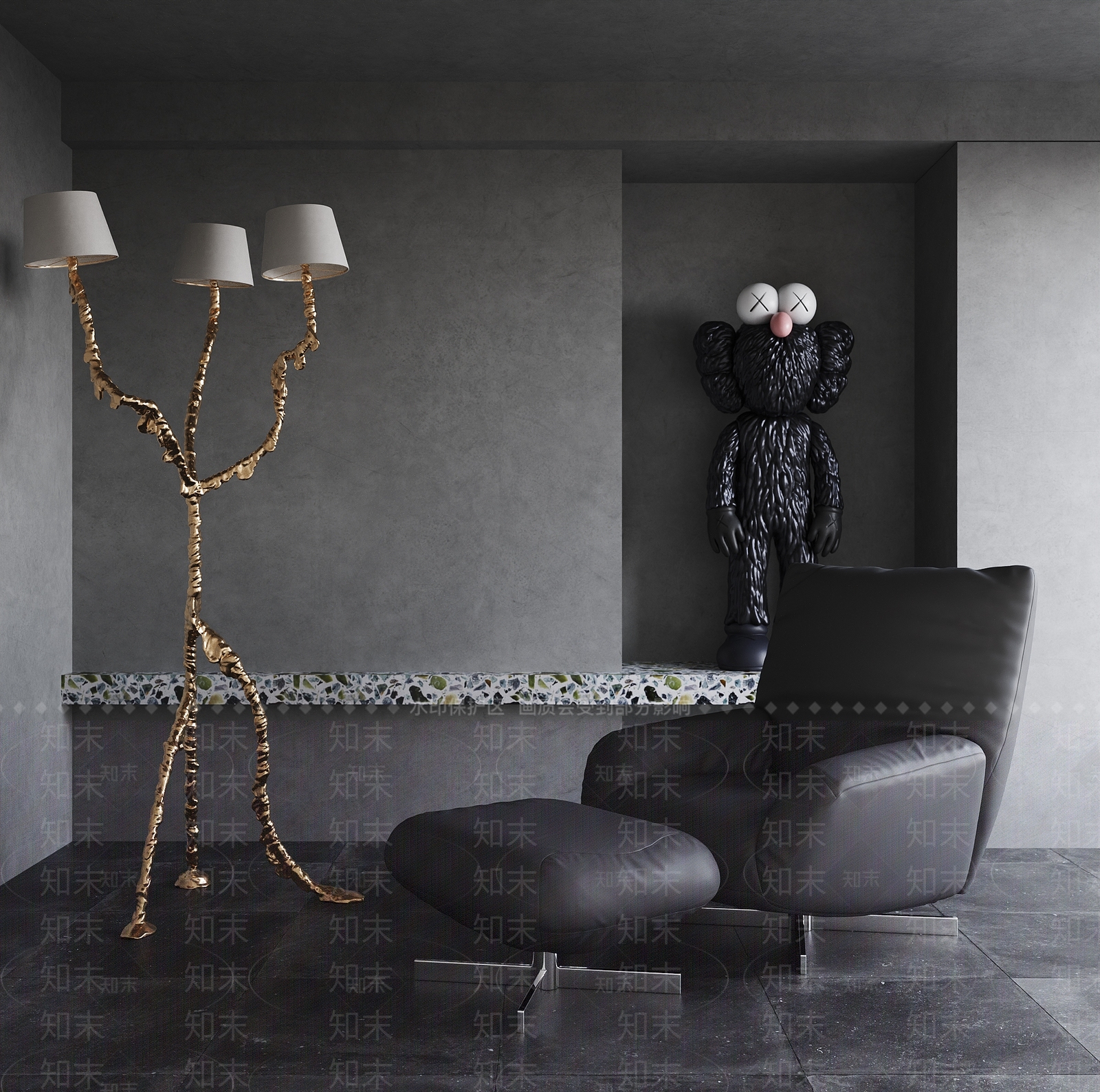 Edra现代躺椅落地灯家具组合3D模型下载【ID:1132166848】