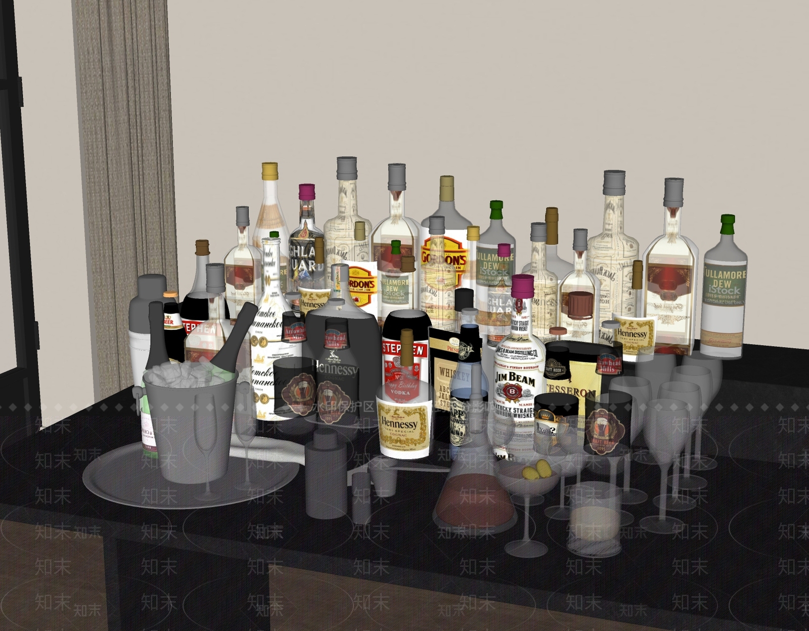 洋酒酒瓶SU模型下载【ID:1132170693】
