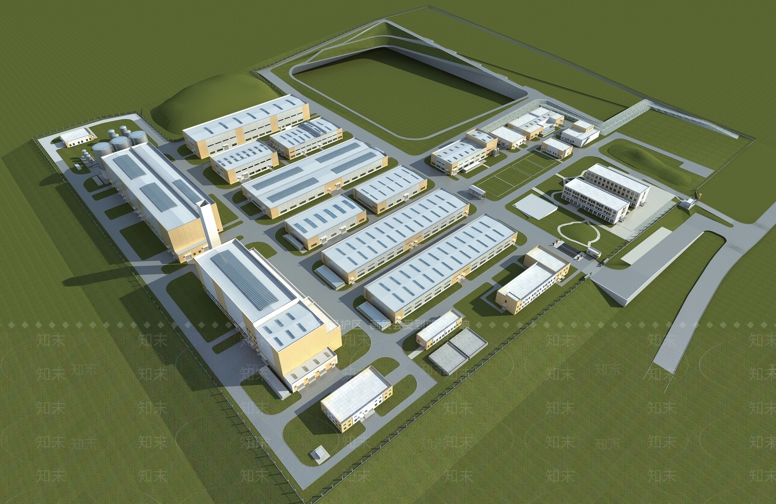 现代工业厂房3D模型下载【ID:1132172017】