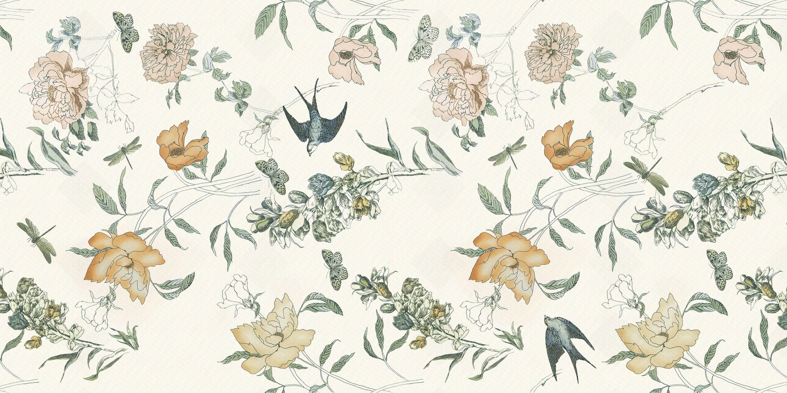 暖色花鸟艺术砖贴图下载【ID:1132172652】