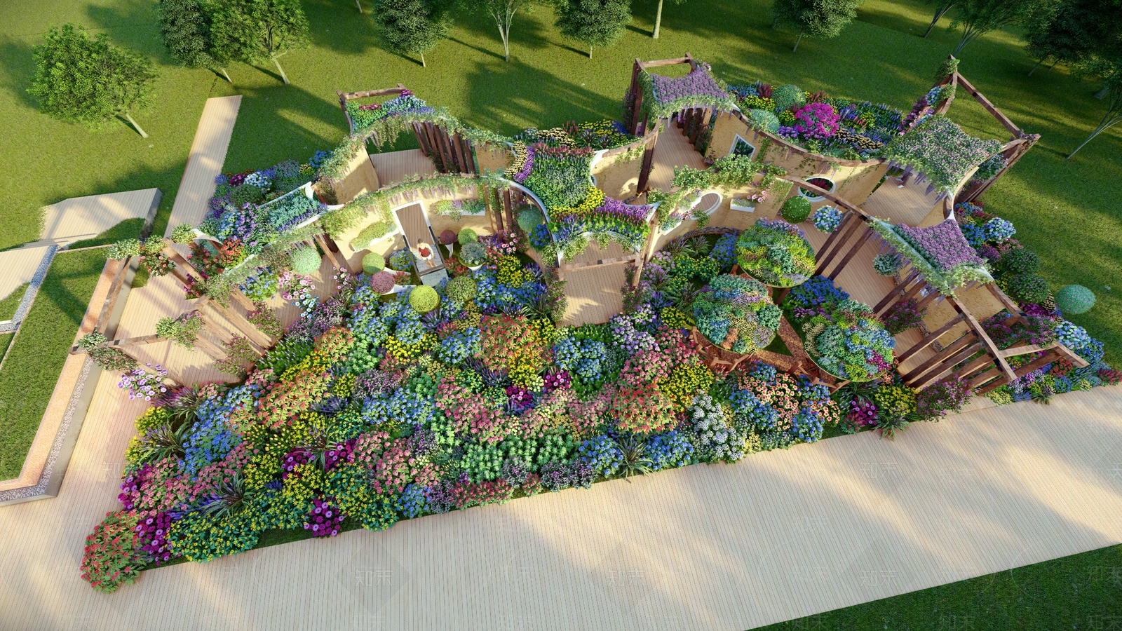现代口袋花园景观SU模型下载【ID:1132176639】
