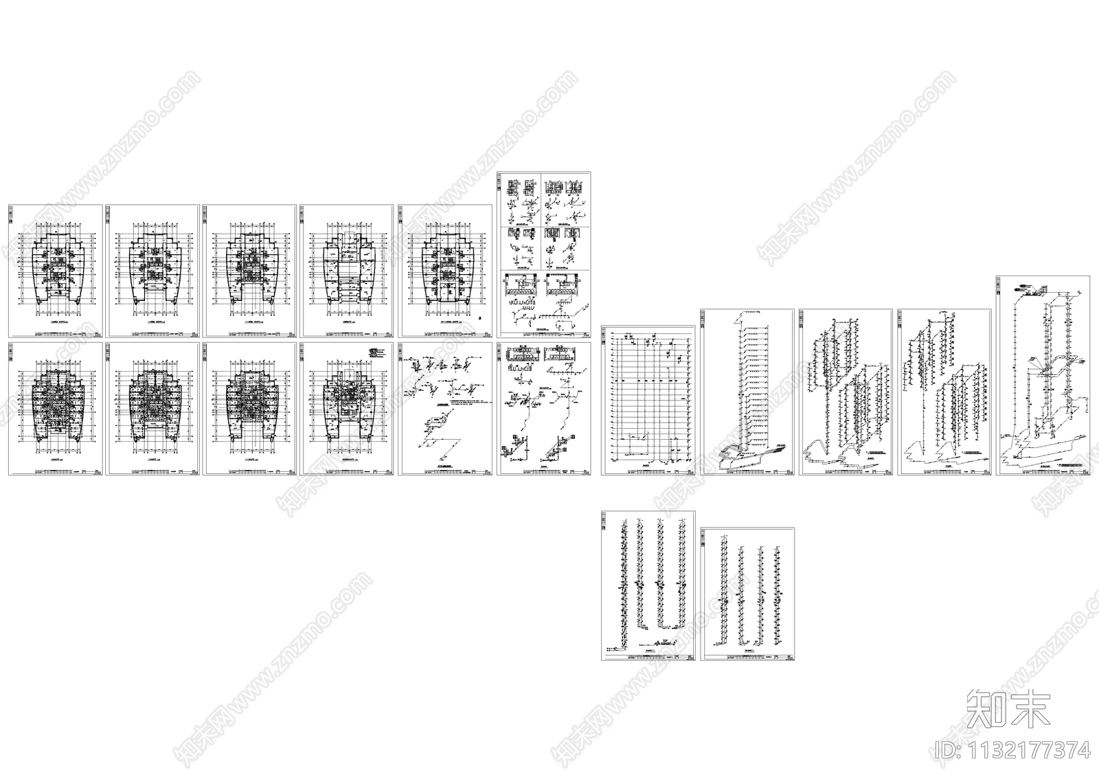 22层办公楼给排水消防cad施工图下载【ID:1132177374】