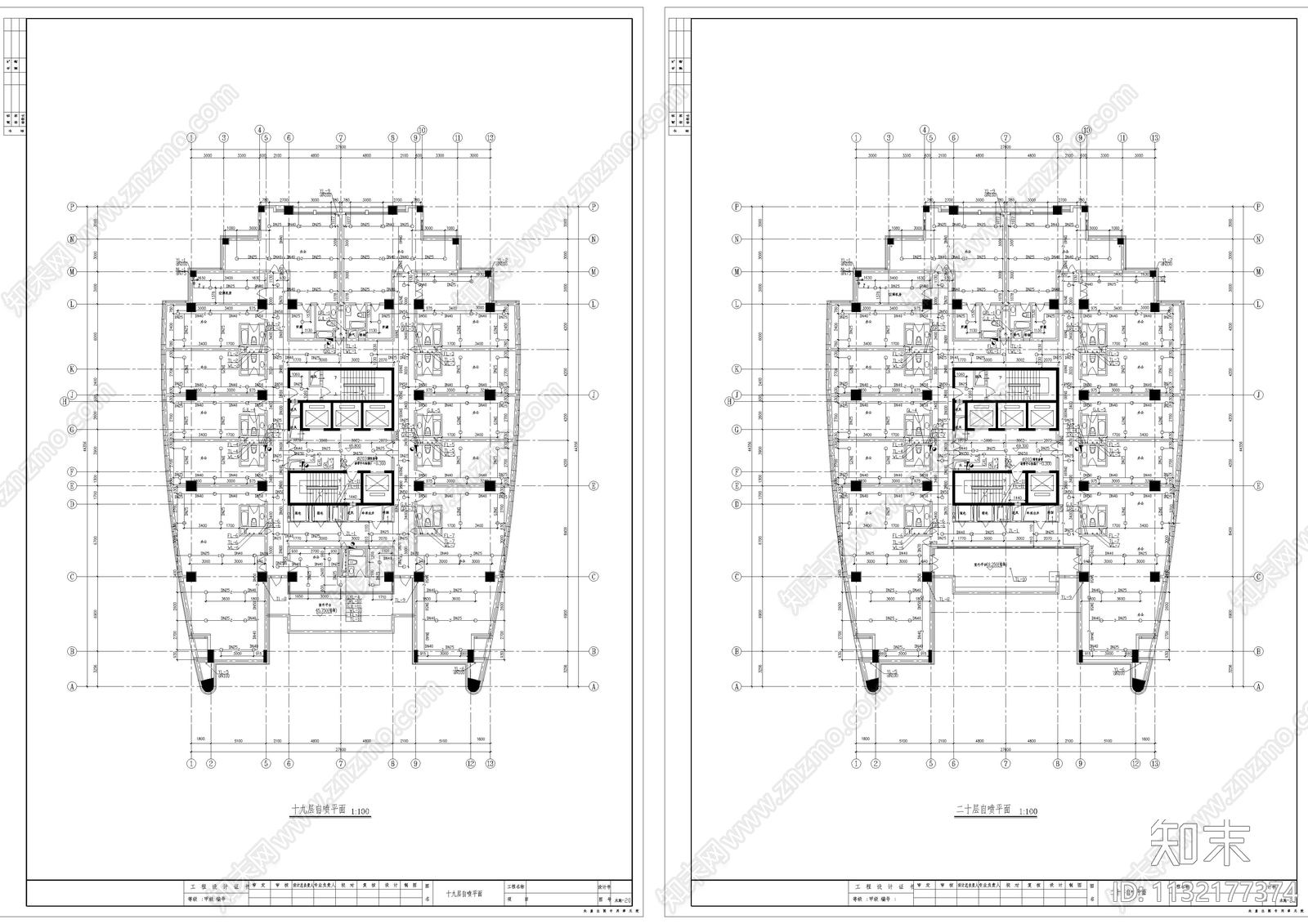 22层办公楼给排水消防cad施工图下载【ID:1132177374】